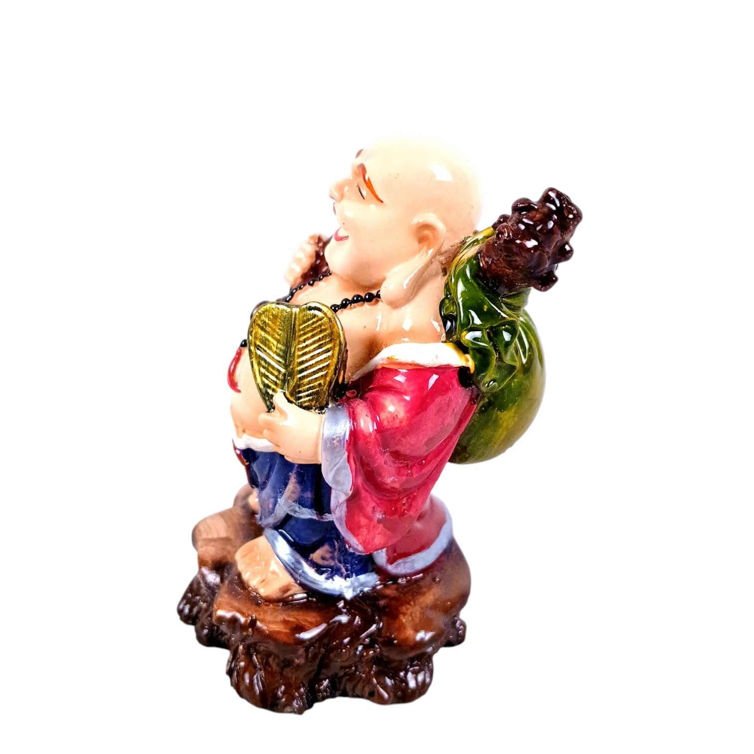 Laughing Buddha Statue | Monk Showpiece with Money Bag for Wealth, Good Luck, Money, Health and Prosperity - For Home, Table & Office Decor & Gift - 4 Inch - Apkamart