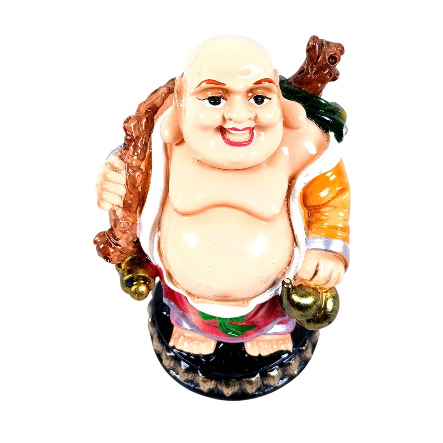 Laughing Buddha Statue | Buddha Showpiece with Money Bag for Wealth | For Good Luck, Home, Table & Office Decor & Gift - Symbol of wealth, good luck & prosperity - 5 Inch - Apkamart