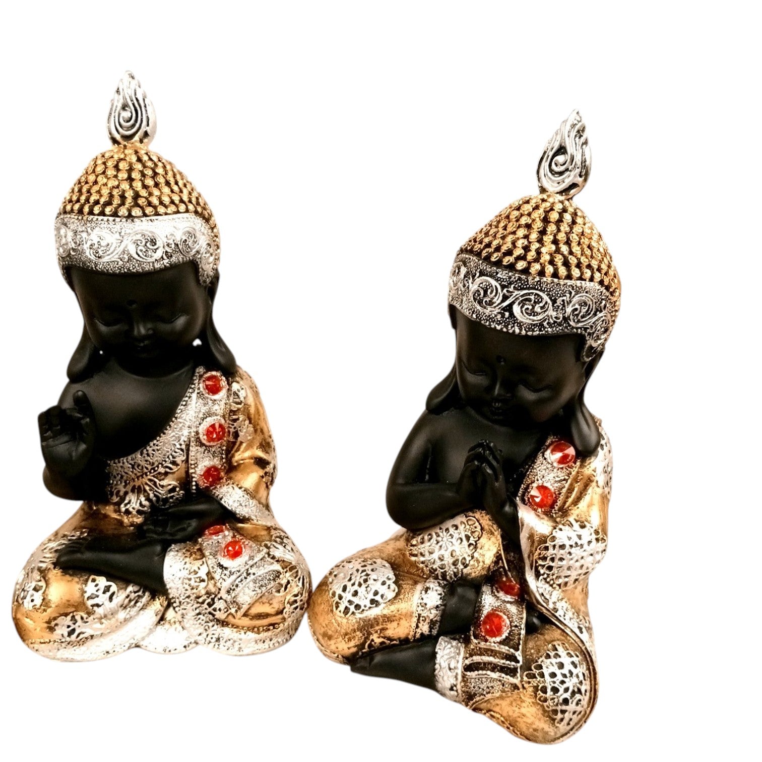 Buddha Statues | Lord Gautam Buddha Sitting Pose Idol Showpiece - For Living room, Home, Table, Shelf, Office Décor | Housewarming & Birthday Gift - 10 Inch (Set Of 4) - Apkamart