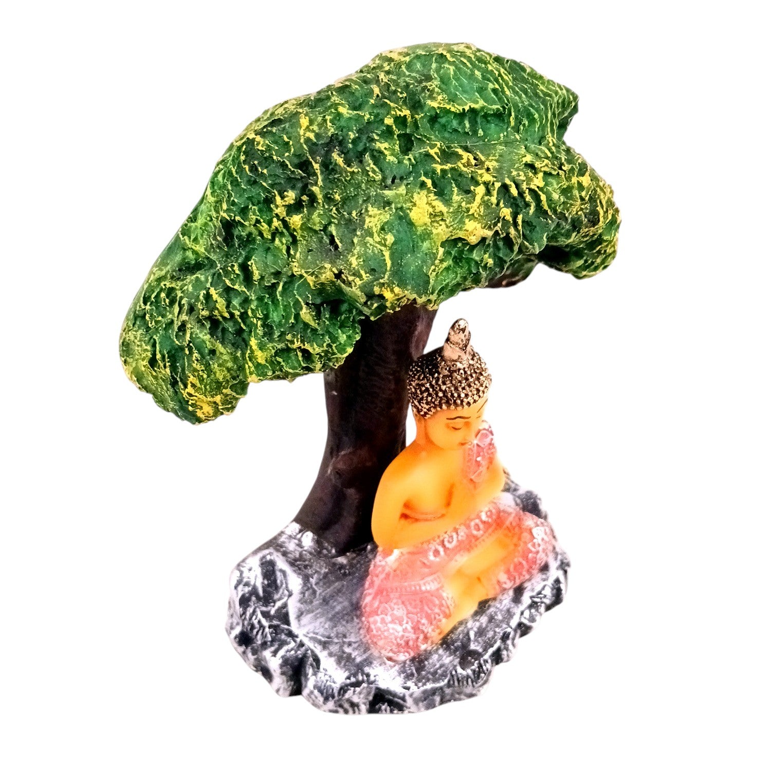 Buddha Statue | Lord Gautam Buddha in Meditation Under Tree Idol Showpiece - For Home, Table, Shelf, Office Decor & Gift - 9 Inch - Apkamart