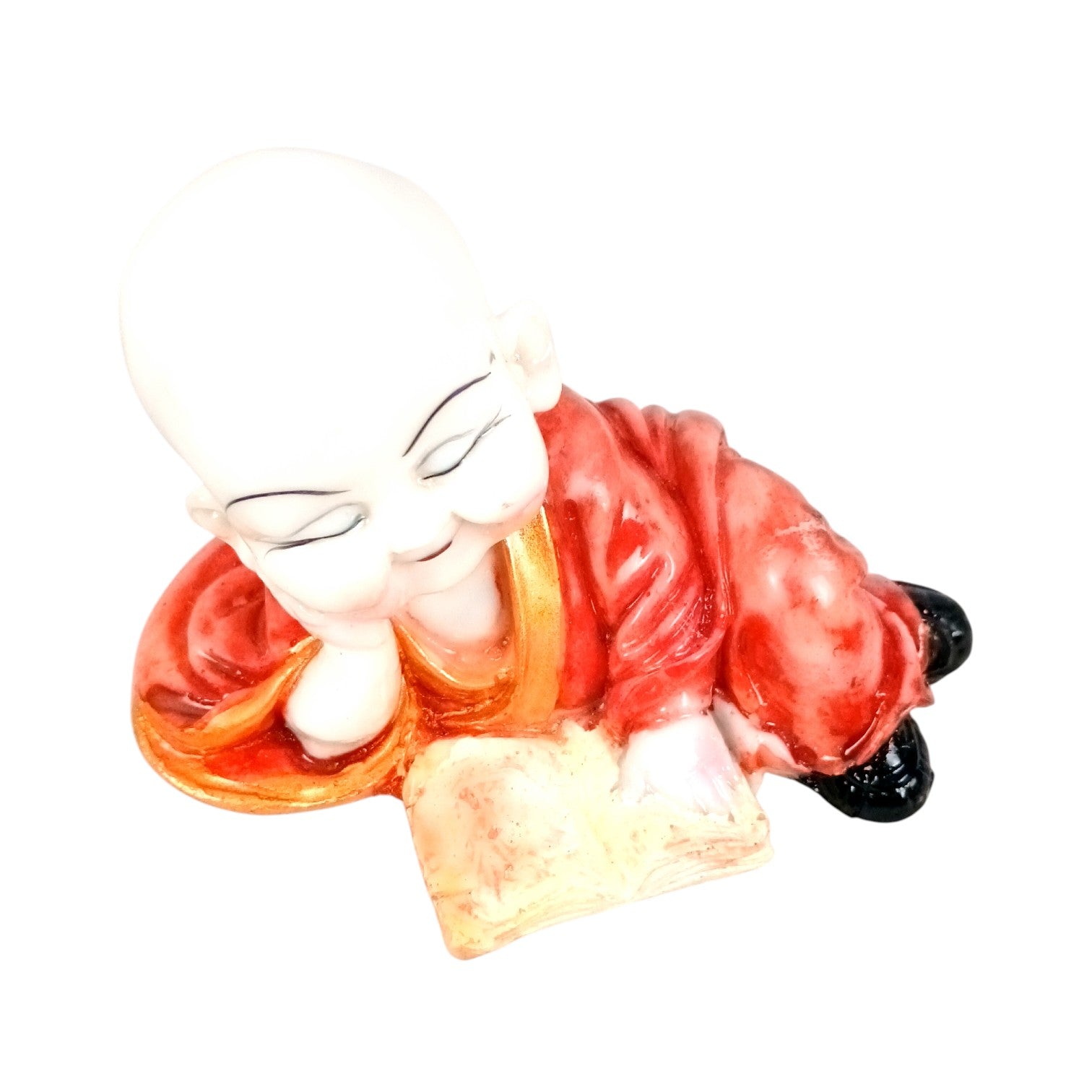 Baby Monk Laughing Buddha Showpiece | Cute Buddha for Home Decor & Office Decor | Decorative Figurine for Living Room, Table & Gifting - 6 Inch - Apkamart