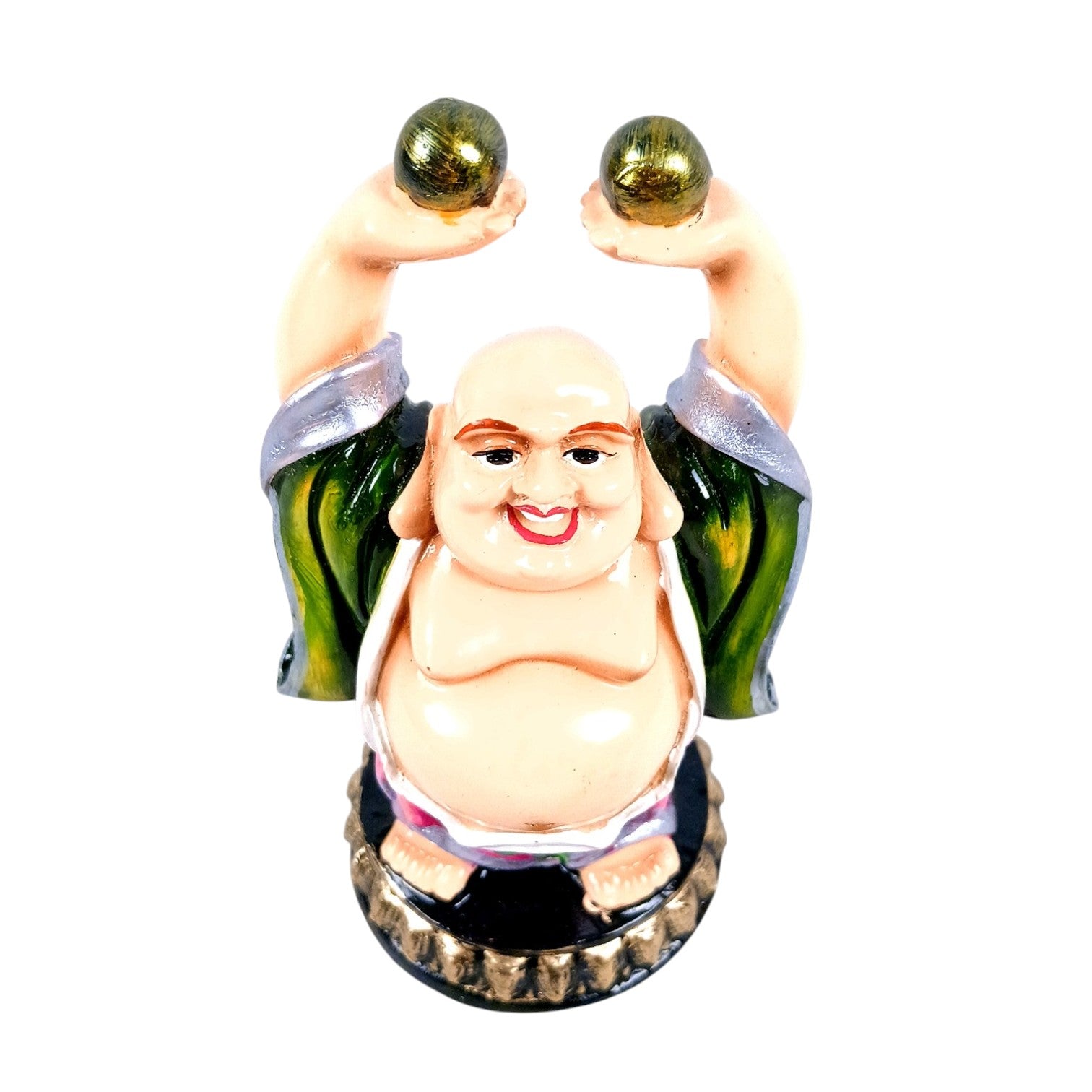 Laughing Buddha Statue with Rustic Look | Buddha Showpiece with Money Bag for Wealth | For Table & Office Decor & Gift - Symbol of wealth,Success, Victory & prosperity - 5 Inch - Apkamart