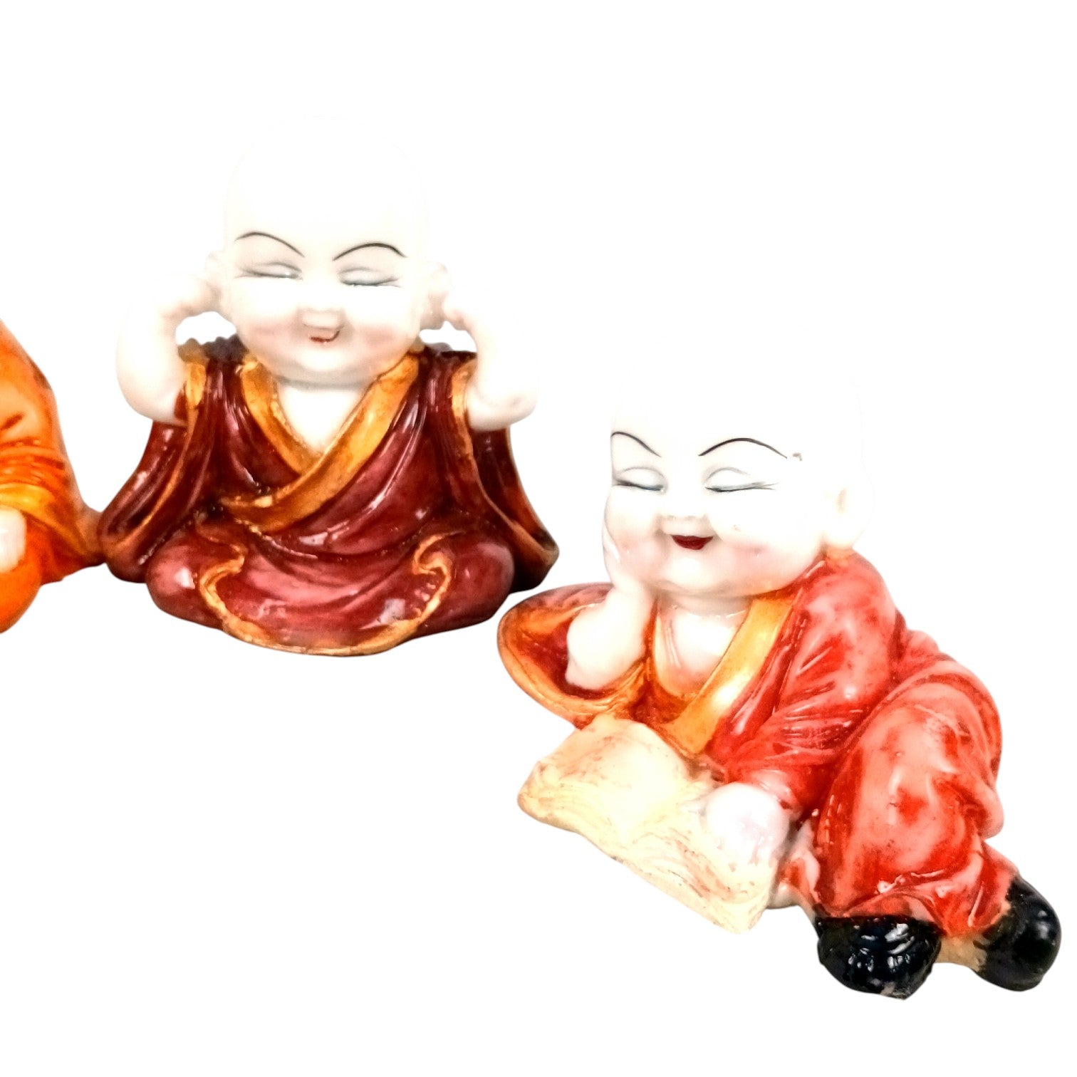 Baby Monk Laughing Buddha Showpiece | Cute Buddha for Home Decor & Office Decor | Decorative Figurine for Living Room, Table & Gifting - (pack Of 4) - Apkamart