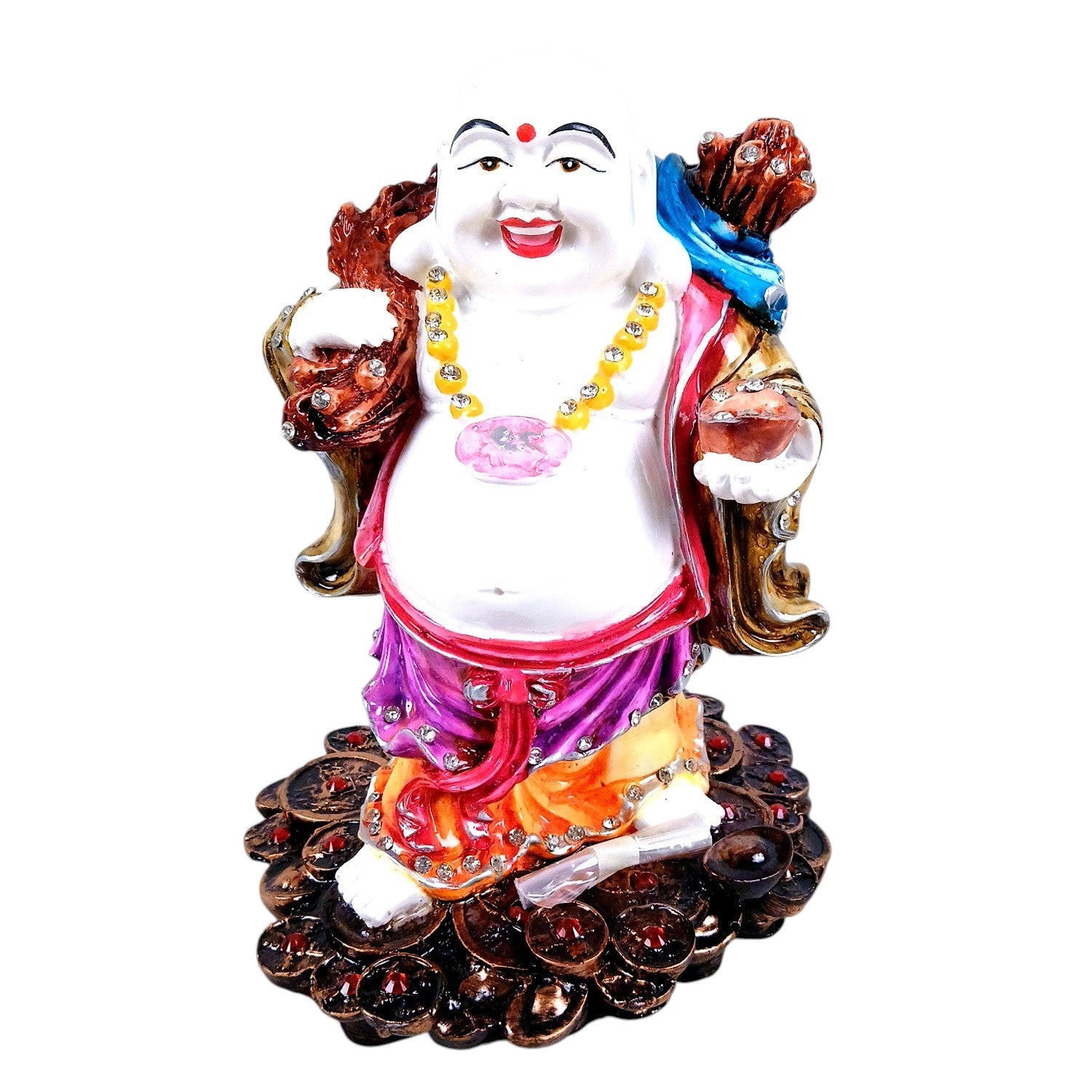 Laughing Buddha Showpiece with Rustic Look | Baby Monk Showpiece - For Home, Table & Office Decor & Gift | Feng Shui Decor - 9 Inch - Apkamart