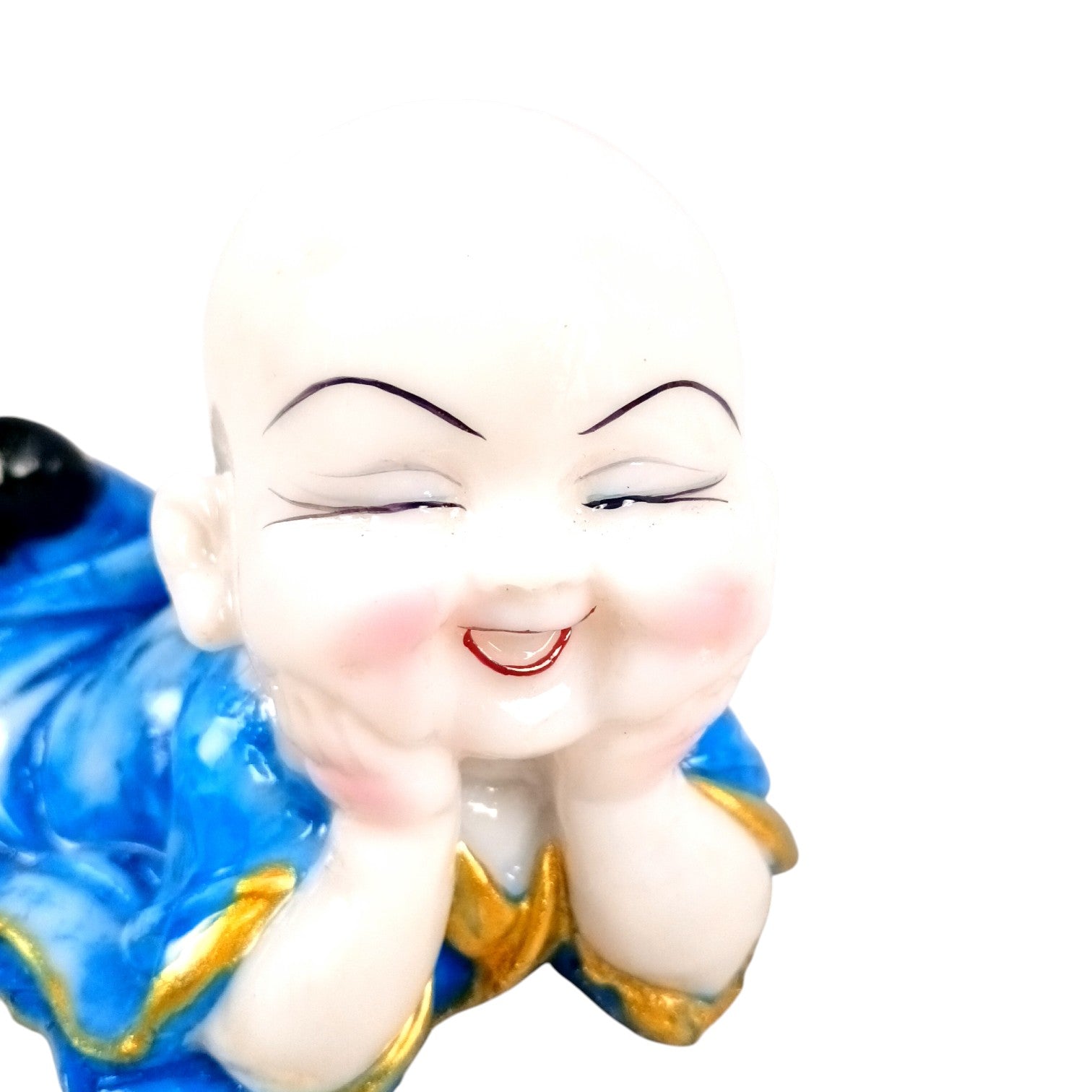 Baby Monk Laughing Buddha Showpiece | Cute Buddha for Home Decor & Office Decor | Decorative Figurine for Living Room, Table & Gifting - 6 Inch - Apkamart
