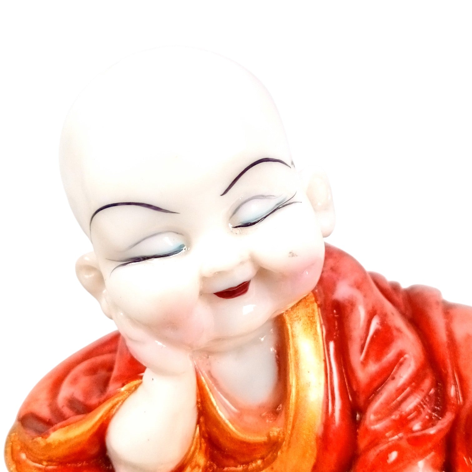 Baby Monk Laughing Buddha Showpiece | Cute Buddha for Home Decor & Office Decor | Decorative Figurine for Living Room, Table & Gifting - 6 Inch - Apkamart