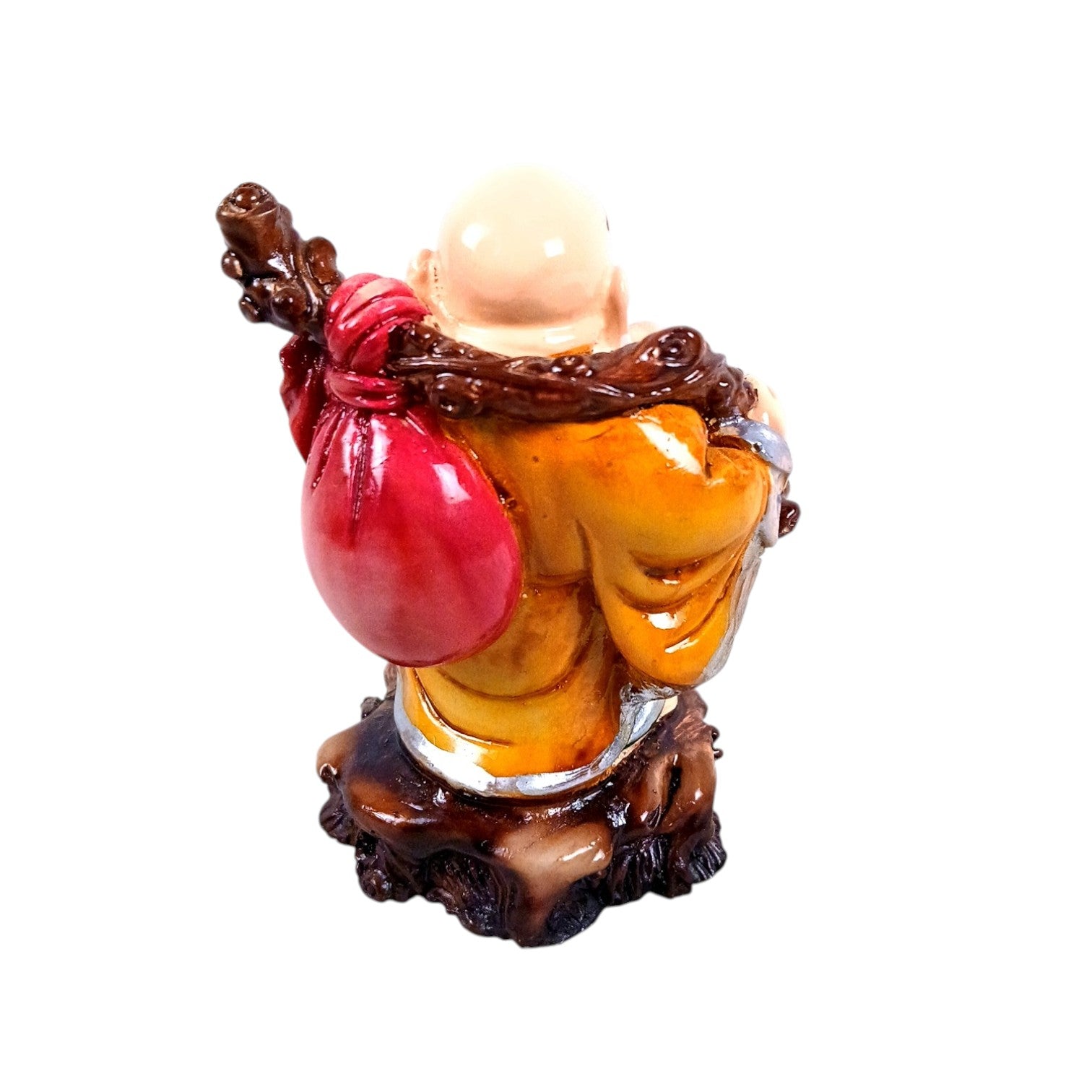 Laughing Buddha Statue With Gold Ingot | Monk Showpiece with Money Bag for financial prosperity & success in business,Health and Prosperity - For Home, Table & Office Decor & Gift - 4 Inch - Apkamart