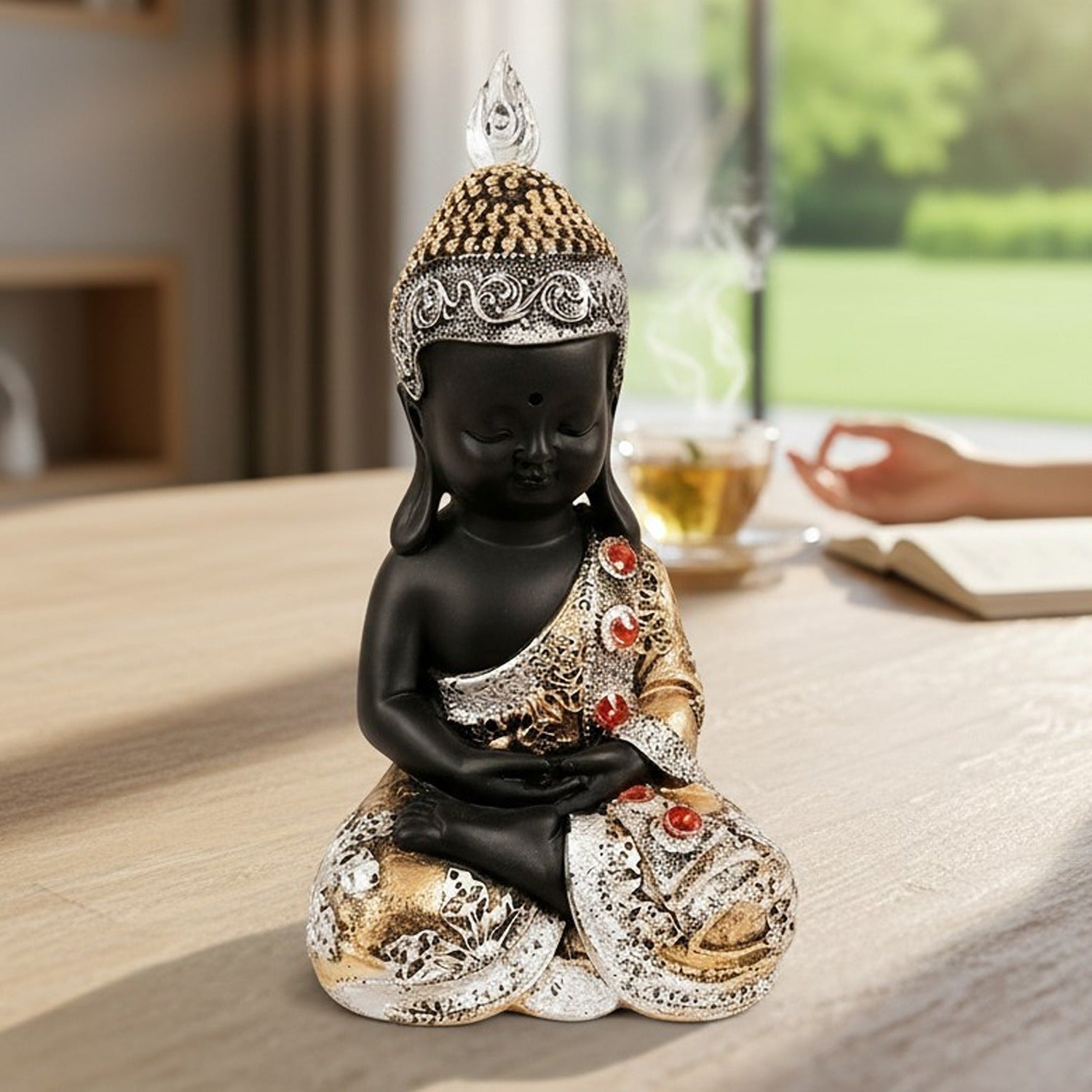 Buddha Statues | Lord Gautam Buddha Idol Sitting Pose Showpiece - For Living room, Home, Table, Shelf, Office Décor | Housewarming & Birthday Gift - 10 Inch - Apkamart
