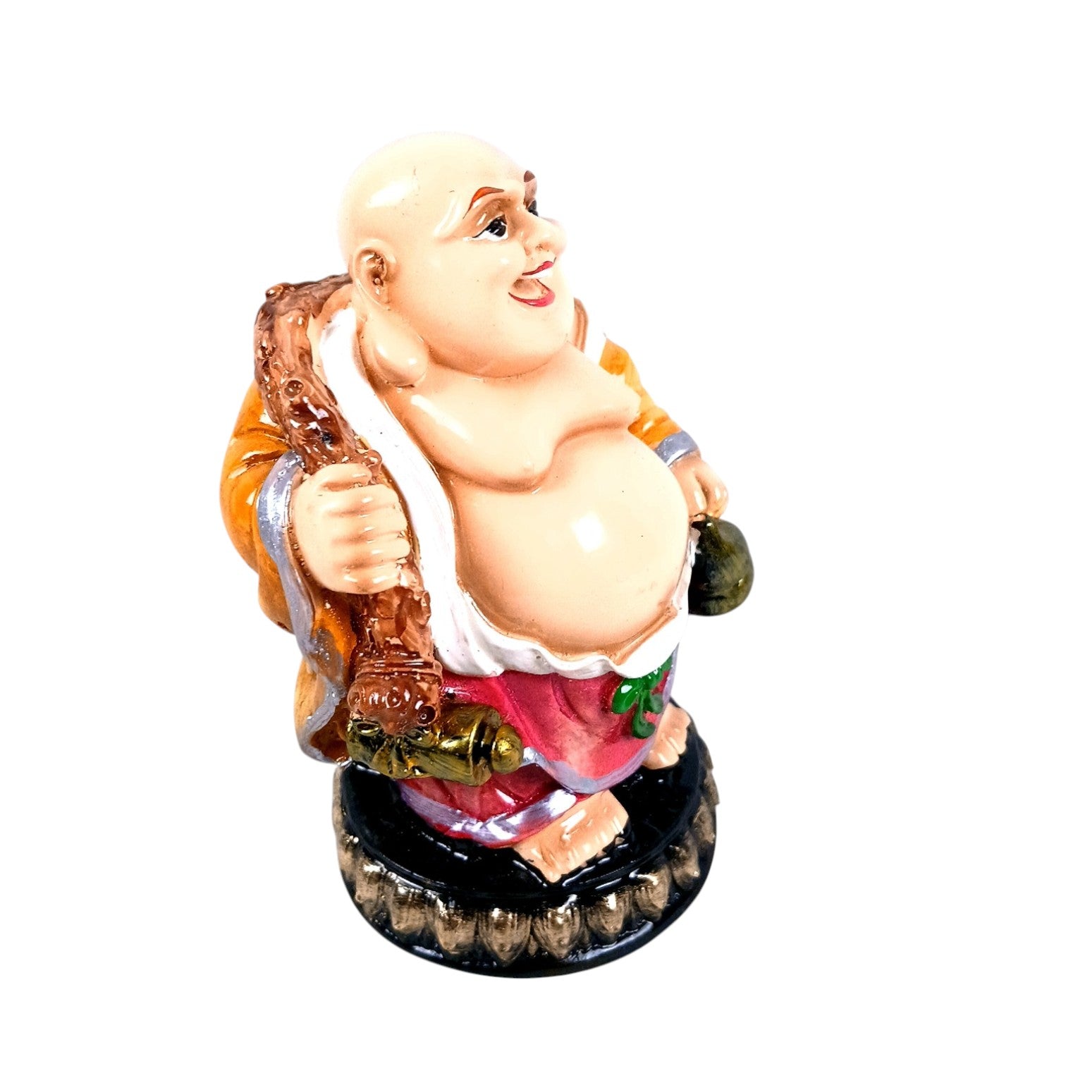 Laughing Buddha Statue | Buddha Showpiece with Money Bag for Wealth | For Good Luck, Home, Table & Office Decor & Gift - Symbol of wealth, good luck & prosperity - 5 Inch - Apkamart