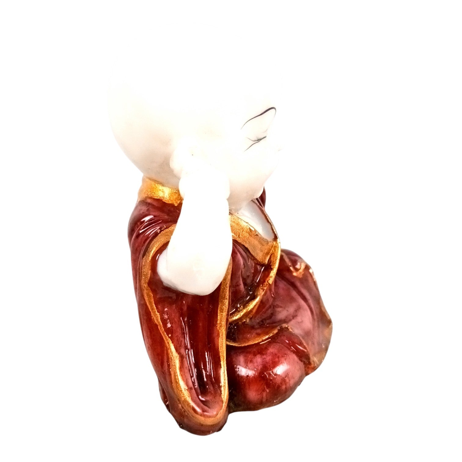 Baby Monk Laughing Buddha Statue | Cute Buddha Showpiece for Home Decor & Vastu | Decorative Figurine for Living Room, Table & Gifting - (Pack Of 2) - Apkamart