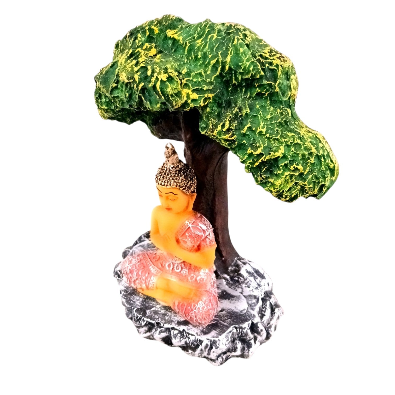 Buddha Statue | Lord Gautam Buddha in Meditation Under Tree Idol Showpiece - For Home, Table, Shelf, Office Decor & Gift - 9 Inch - Apkamart