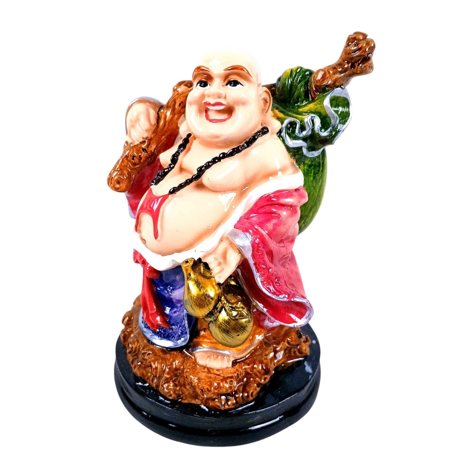 Buddhha Showpiece with Rustic Look | Feng Shui Decor - For Good Luck, Home, Table, Office Decor & Gift - 7 Inch - Apkamart