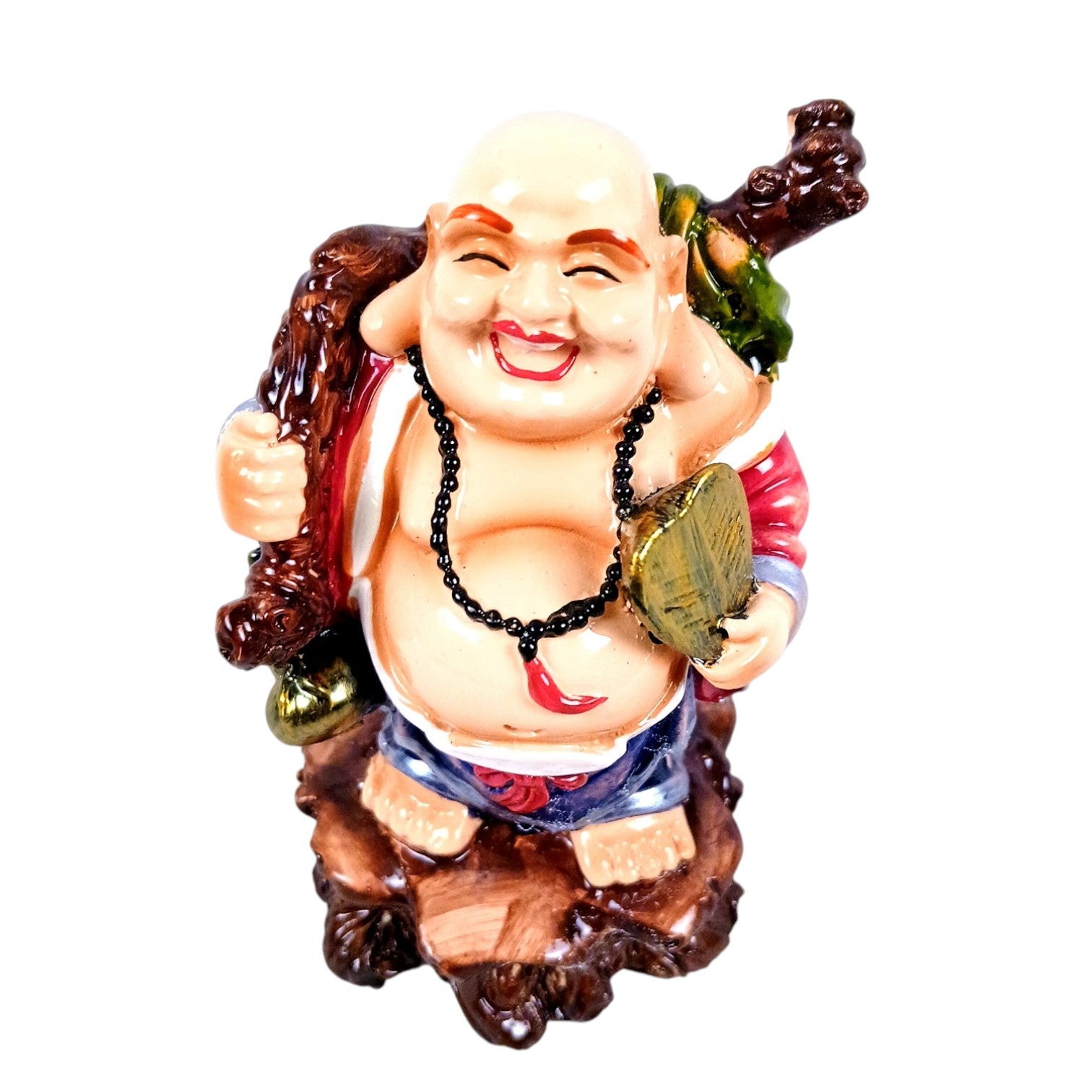 Laughing Buddha Statue | Monk Showpiece with Money Bag for Wealth, Good Luck, Money, Health and Prosperity - For Home, Table & Office Decor & Gift - 4 Inch - Apkamart