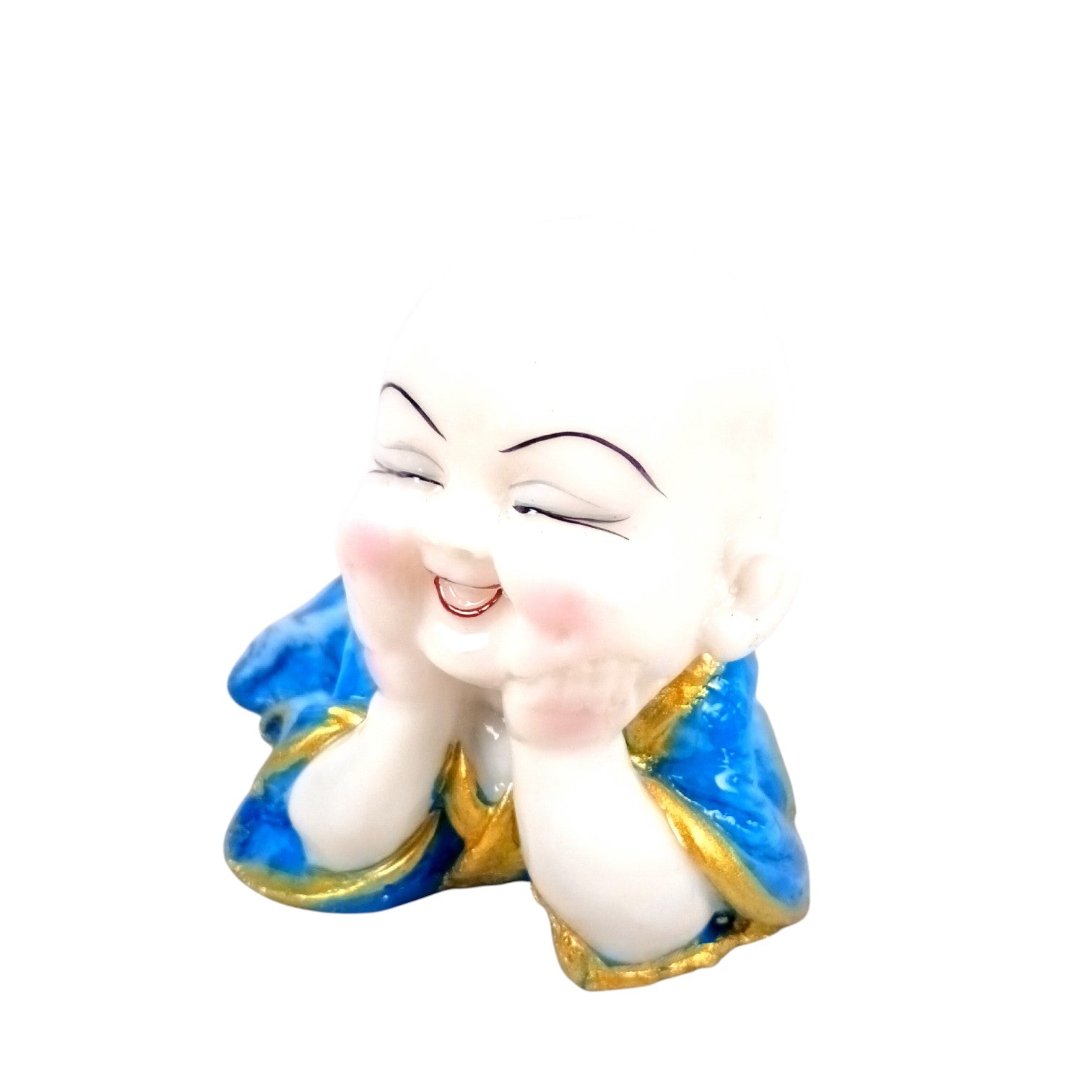 Baby Monk Laughing Buddha Showpiece | Cute Buddha for Home Decor & Office Decor | Decorative Figurine for Living Room, Table & Gifting - 6 Inch - Apkamart