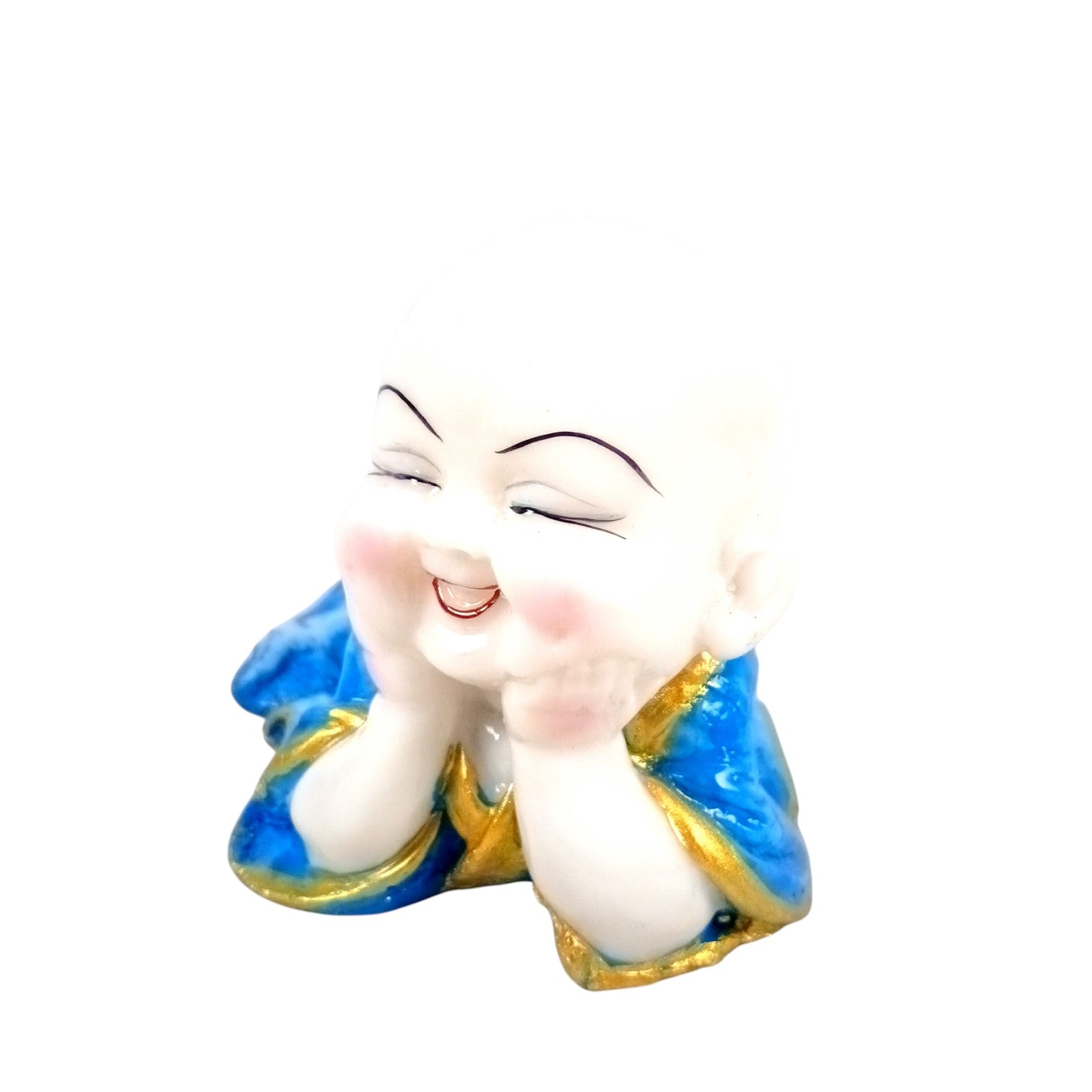 Baby Monk Laughing Buddha Showpiece | Cute Buddha for Home Decor & Office Decor | Decorative Figurine for Living Room, Table & Gifting - (pack Of 2) - Apkamart