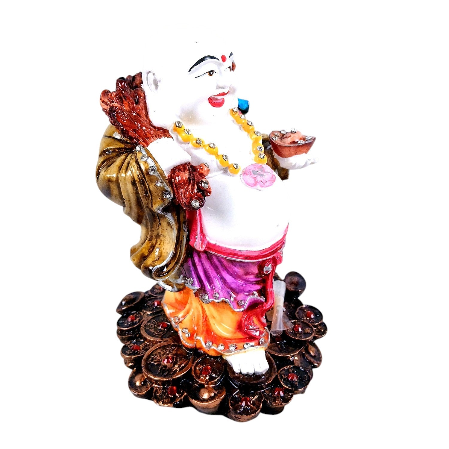 Laughing Buddha Showpiece with Rustic Look | Baby Monk Showpiece - For Home, Table & Office Decor & Gift | Feng Shui Decor - 9 Inch - Apkamart