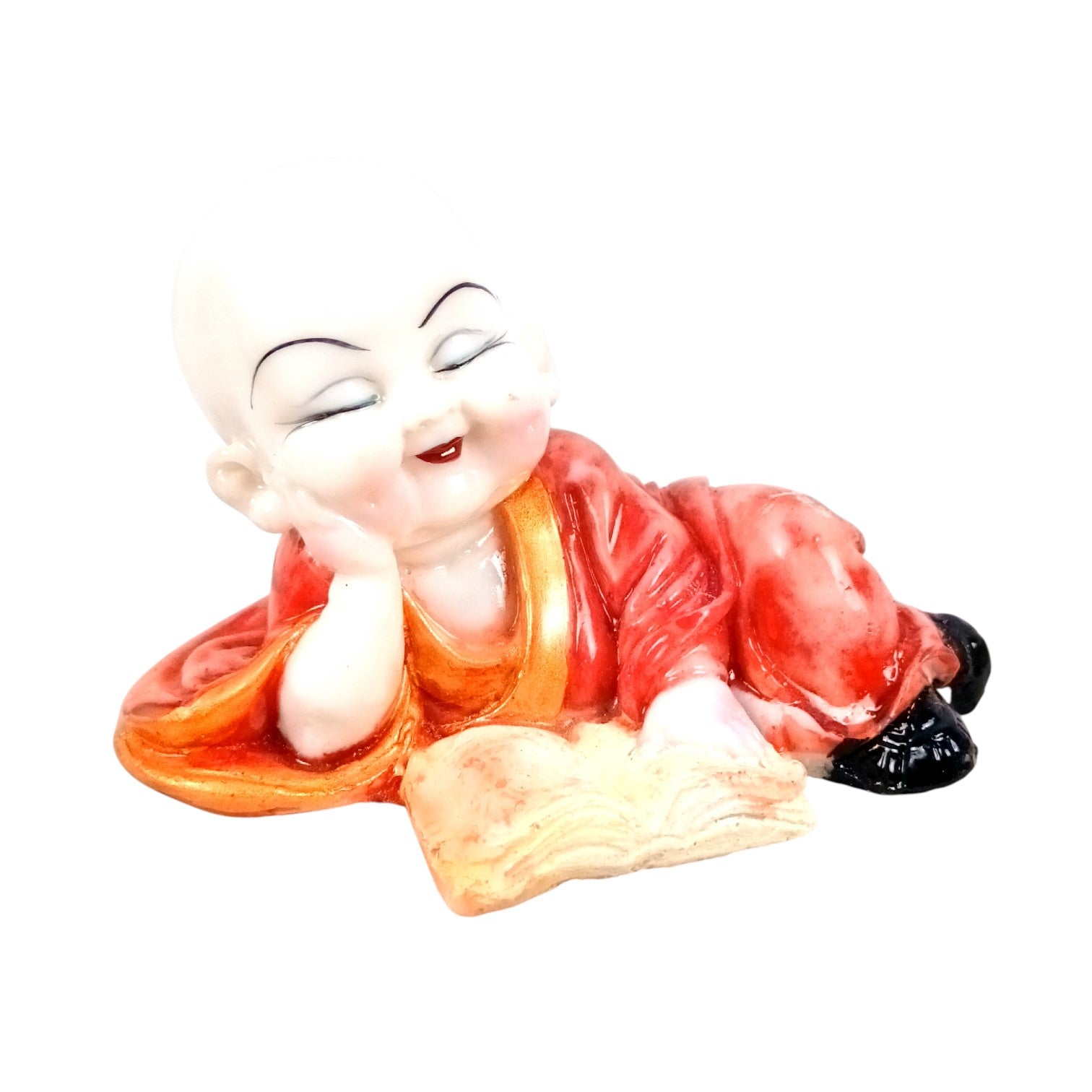 Baby Monk Laughing Buddha Showpiece | Cute Buddha for Home Decor & Office Decor | Decorative Figurine for Living Room, Table & Gifting - (pack Of 2) - Apkamart