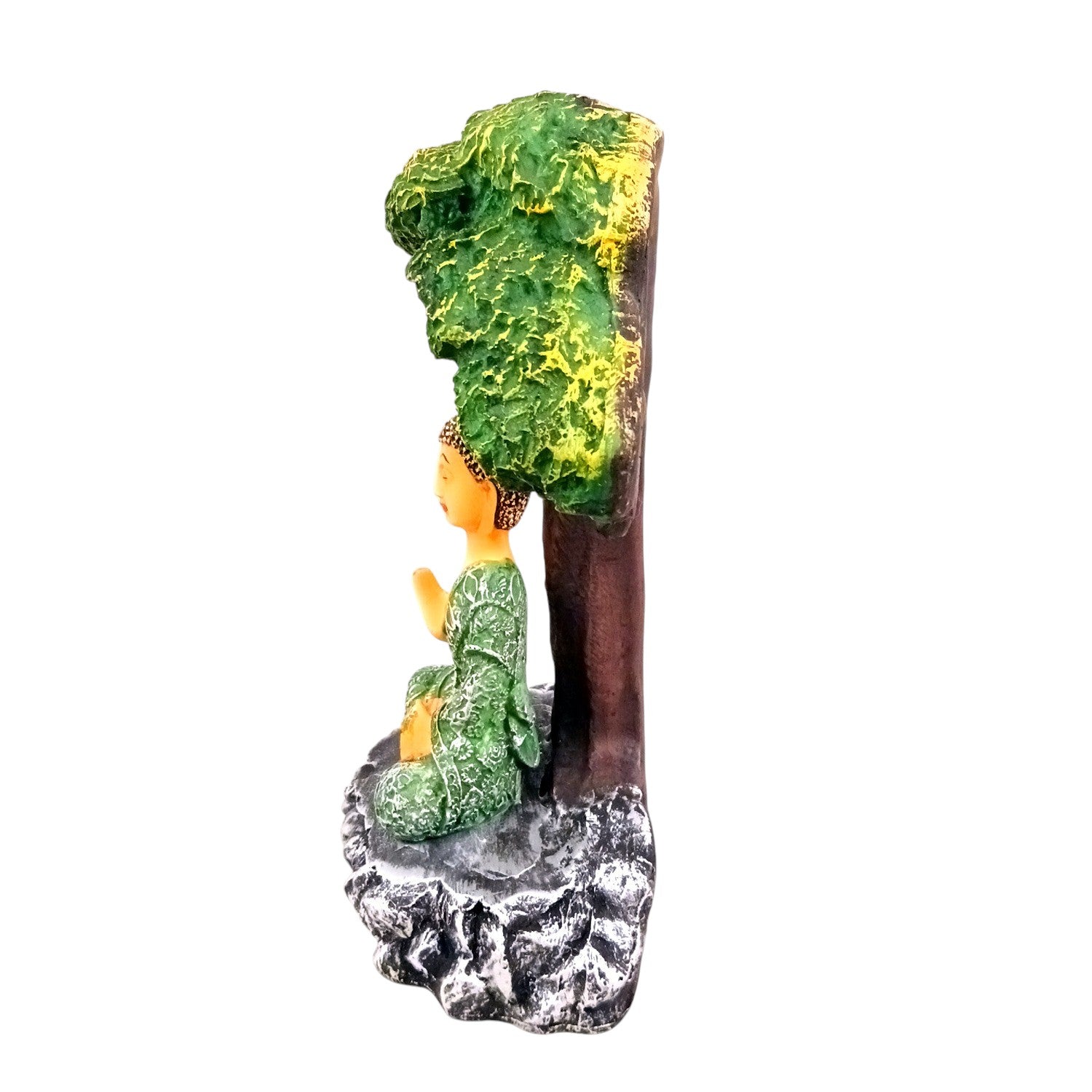 Buddha Statue | Lord Gautam Buddha Idol in Meditation Under Tree Showpiece -For Living room, Home, Table, Shelf, Office Decor & Gift - 9 Inch - Apkamart
