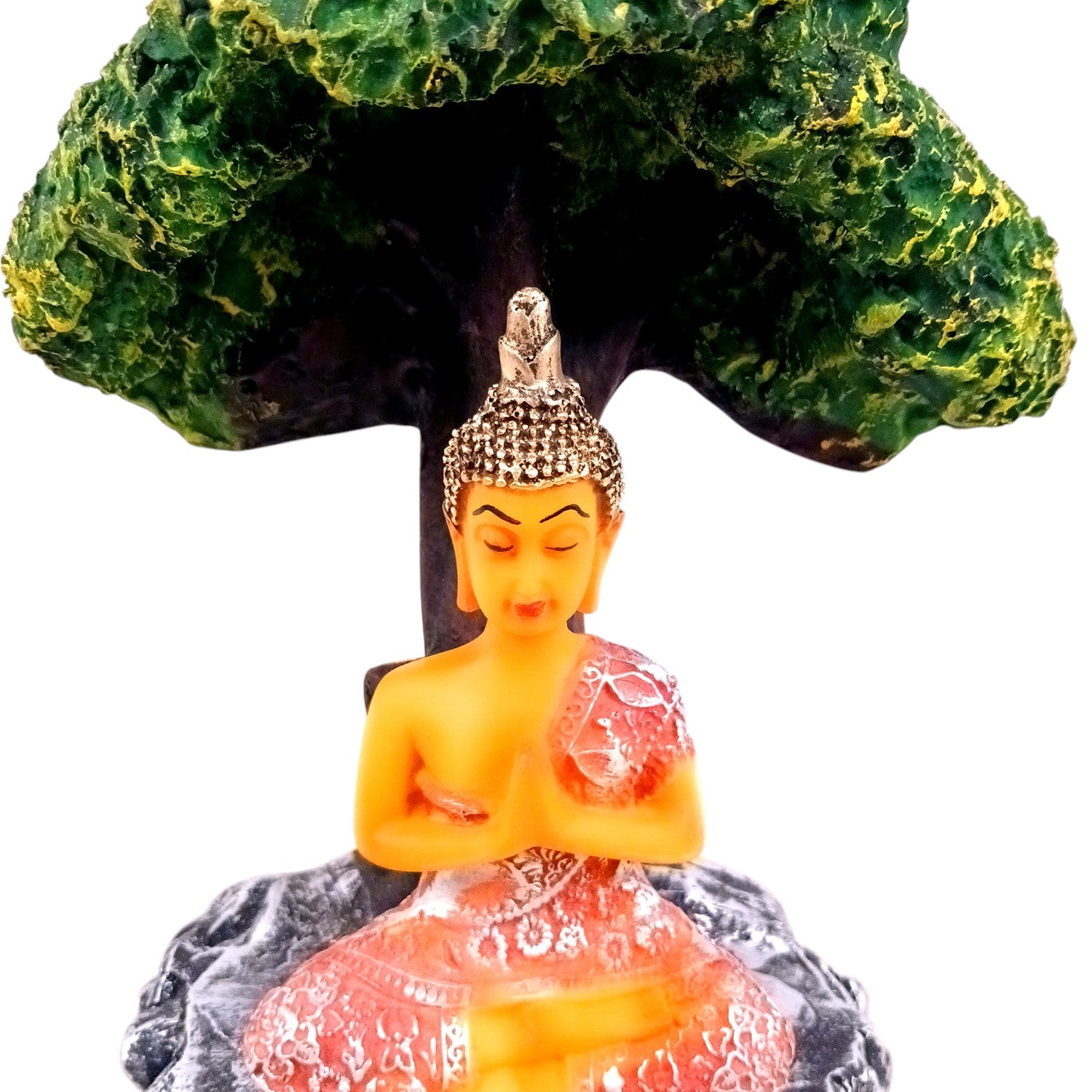 Buddha Statue | Lord Gautam Buddha in Meditation Under Tree Idol Showpiece - For Home, Table, Shelf, Office Decor & Gift - 9 Inch - Apkamart