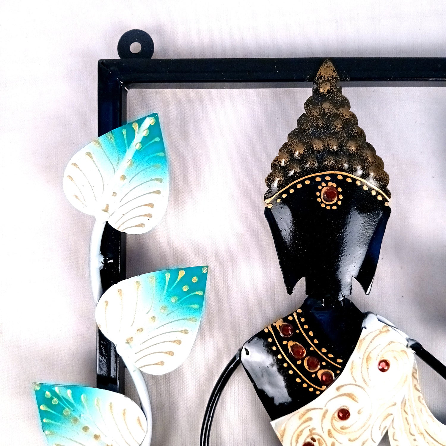 Buddha Key Holder With Candle tea Light Stand | Decorative Wall Hanging | Keys Organizer - for Home, Entrance, Office Decor & Gifts - 13 Inch - Apkamart #Colour_White