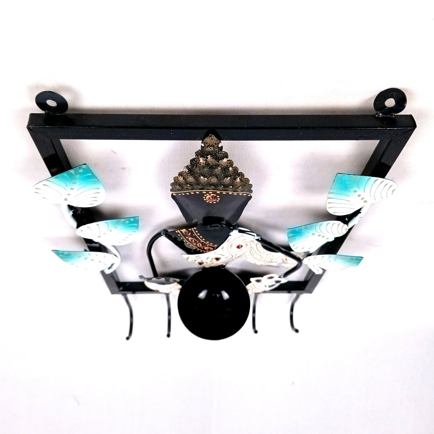 Buddha Key Holder With Candle tea Light Stand | Decorative Wall Hanging | Keys Organizer - for Home, Entrance, Office Decor & Gifts - 13 Inch - Apkamart #Colour_White