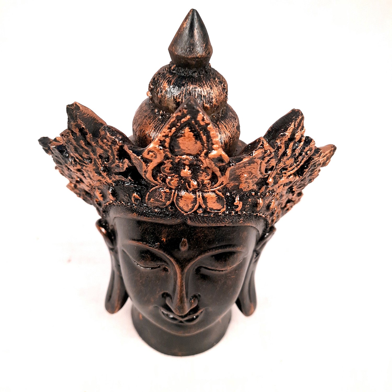 Buddha Head Statue with Rustic Look | Lord Gautam Buddha Showpiece - For Living room, Home, Table, Shelf, Office Decor & Gift - 8 Inch - apkamart #Color_Brown