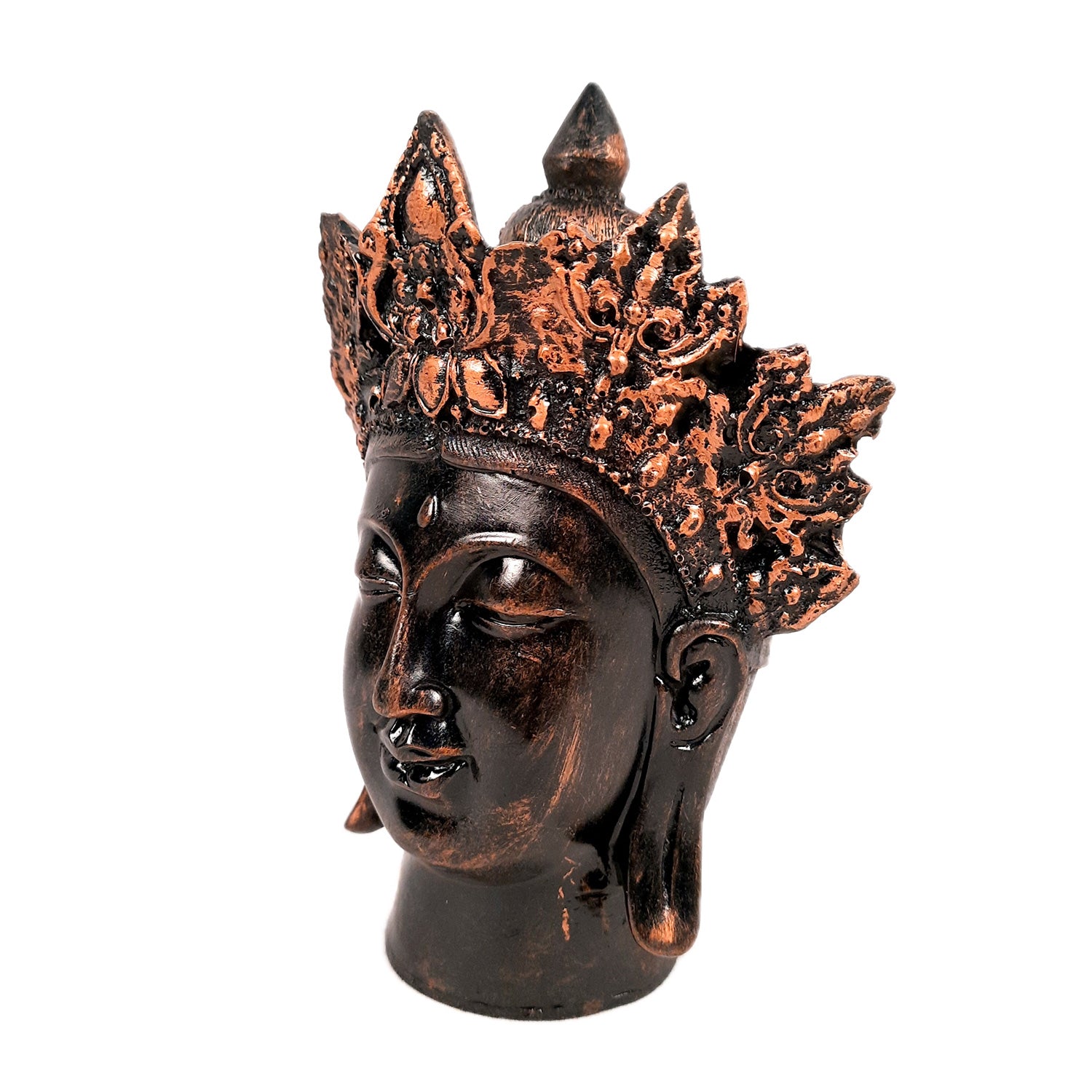 Buddha Head Statue with Rustic Look | Lord Gautam Buddha Showpiece - For Living room, Home, Table, Shelf, Office Decor & Gift - 8 Inch - apkamart #Color_Brown