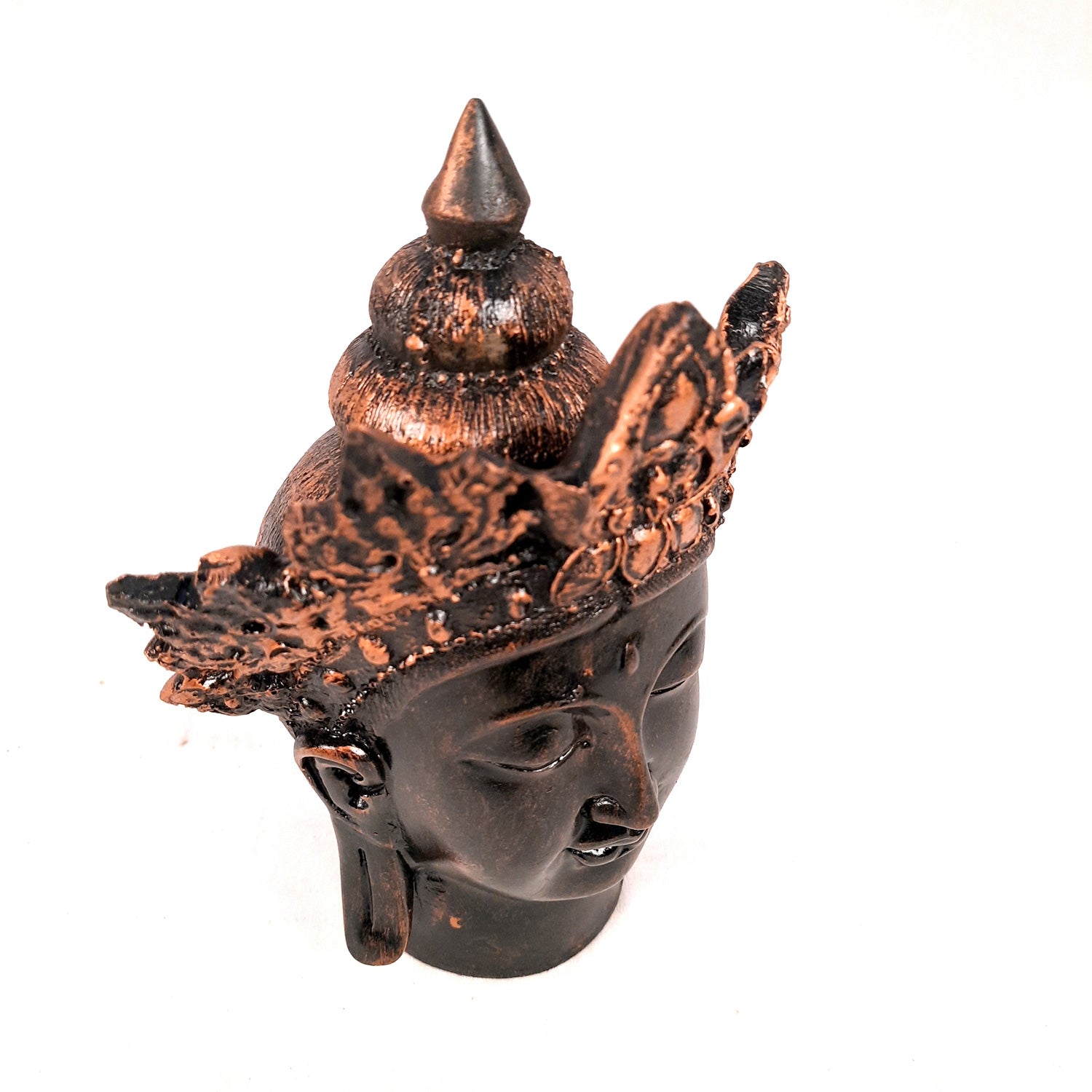 Buddha Head Statue with Rustic Look | Lord Gautam Buddha Showpiece - For Living room, Home, Table, Shelf, Office Decor & Gift - 8 Inch - apkamart #Color_Brown