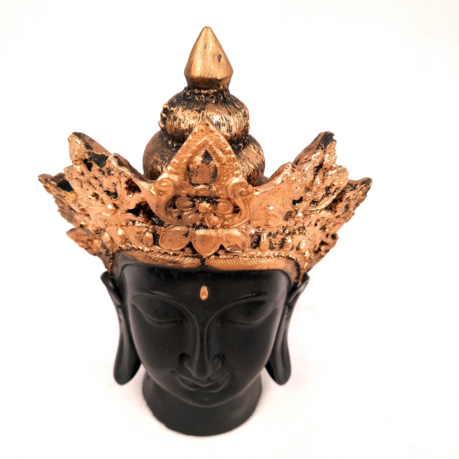 Buddha Head Statue with Rustic Look | Lord Gautam Buddha Showpiece - For Living room, Home, Table, Shelf, Office Decor & Gift - 8 Inch - apkamart #Color_Black