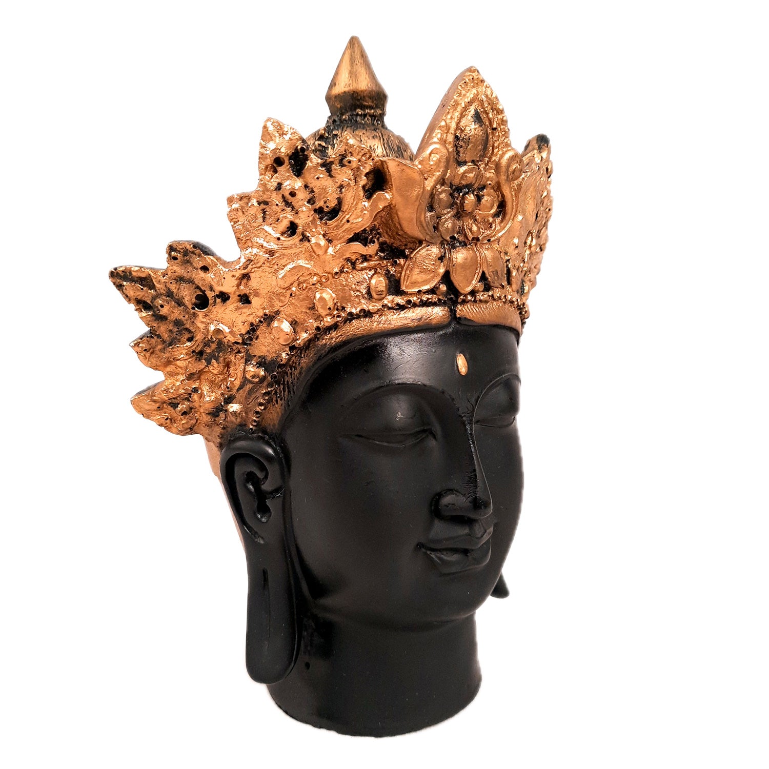 Buddha Head Statue with Rustic Look | Lord Gautam Buddha Showpiece - For Living room, Home, Table, Shelf, Office Decor & Gift - 8 Inch - apkamart #Color_Black