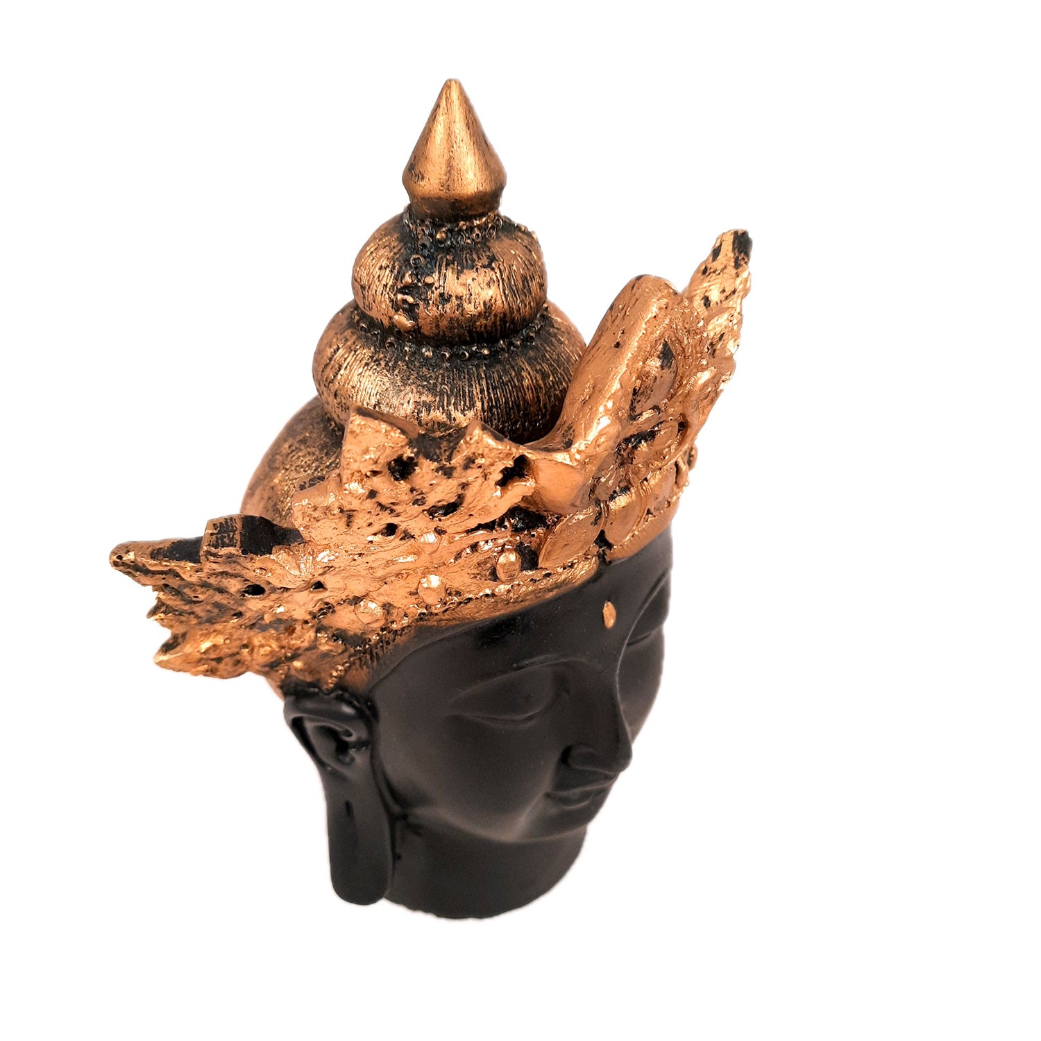 Buddha Head Statue with Rustic Look | Lord Gautam Buddha Showpiece - For Living room, Home, Table, Shelf, Office Decor & Gift - 8 Inch - apkamart #Color_Black