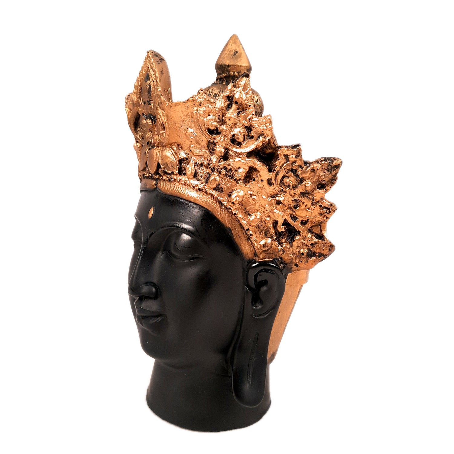 Buddha Head Statue with Rustic Look | Lord Gautam Buddha Showpiece - For Living room, Home, Table, Shelf, Office Decor & Gift - 8 Inch - apkamart #Color_Black