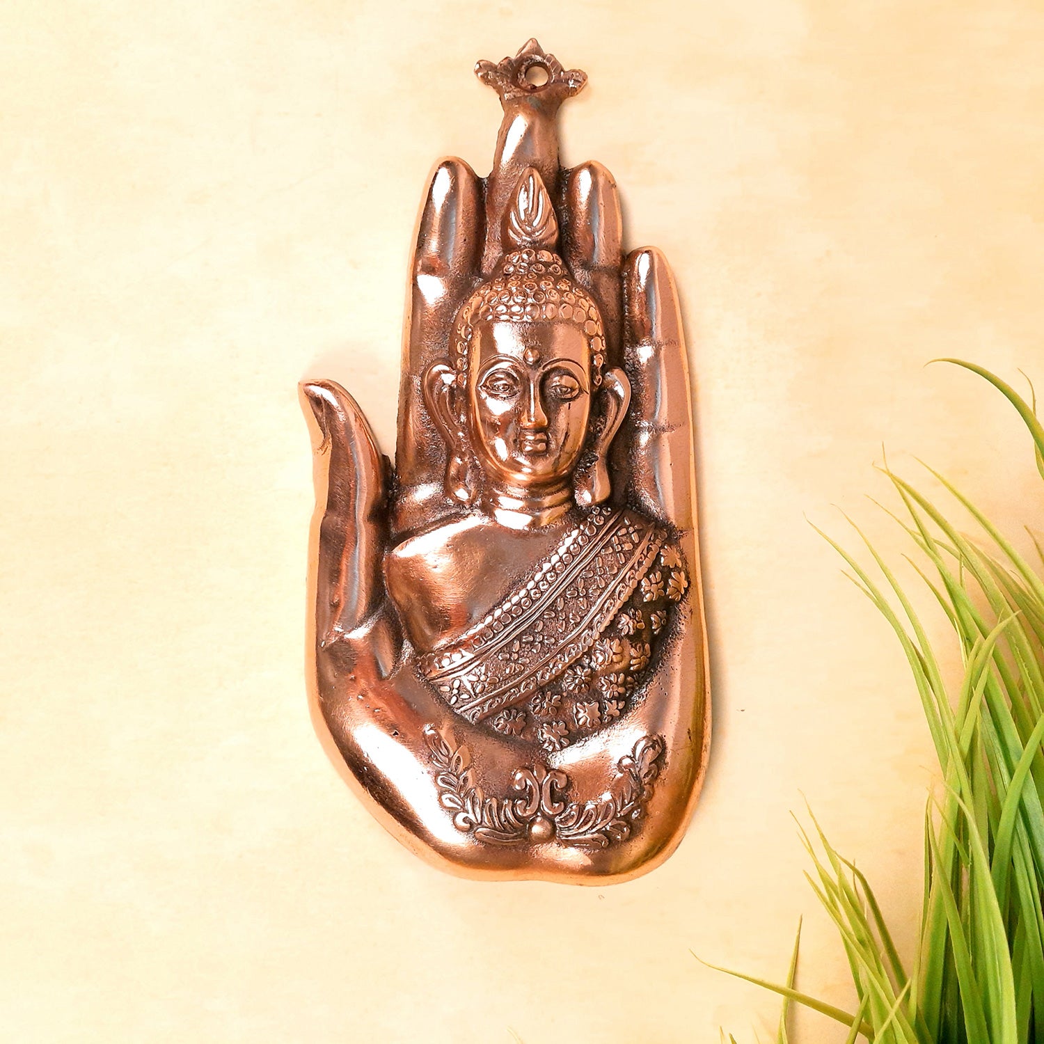 Buddha Wall Hanging Showpiece | Palm Buddha Wall Decor | Gautam Buddha Statue Wall Hanging - For Home & Wall Decor | Living Room, Office Decor & Gifts - 11 Inch - Apkamart