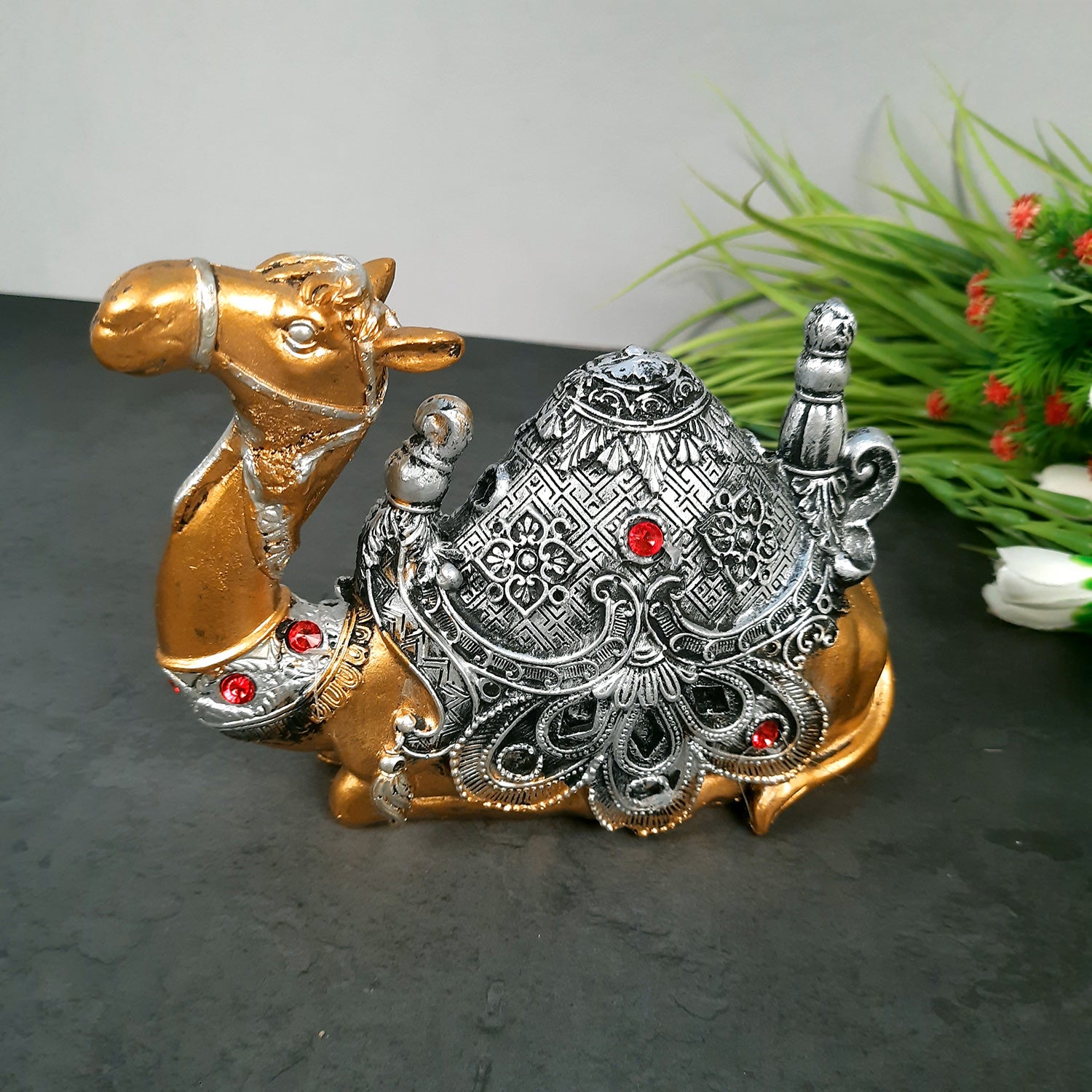 Camel Sitting Showpiece | Decorative Camel Statue for Home Décor & Vastu | Animal Figurine for Living Room, Table & Gifting - 8 Inch - Apkamart
