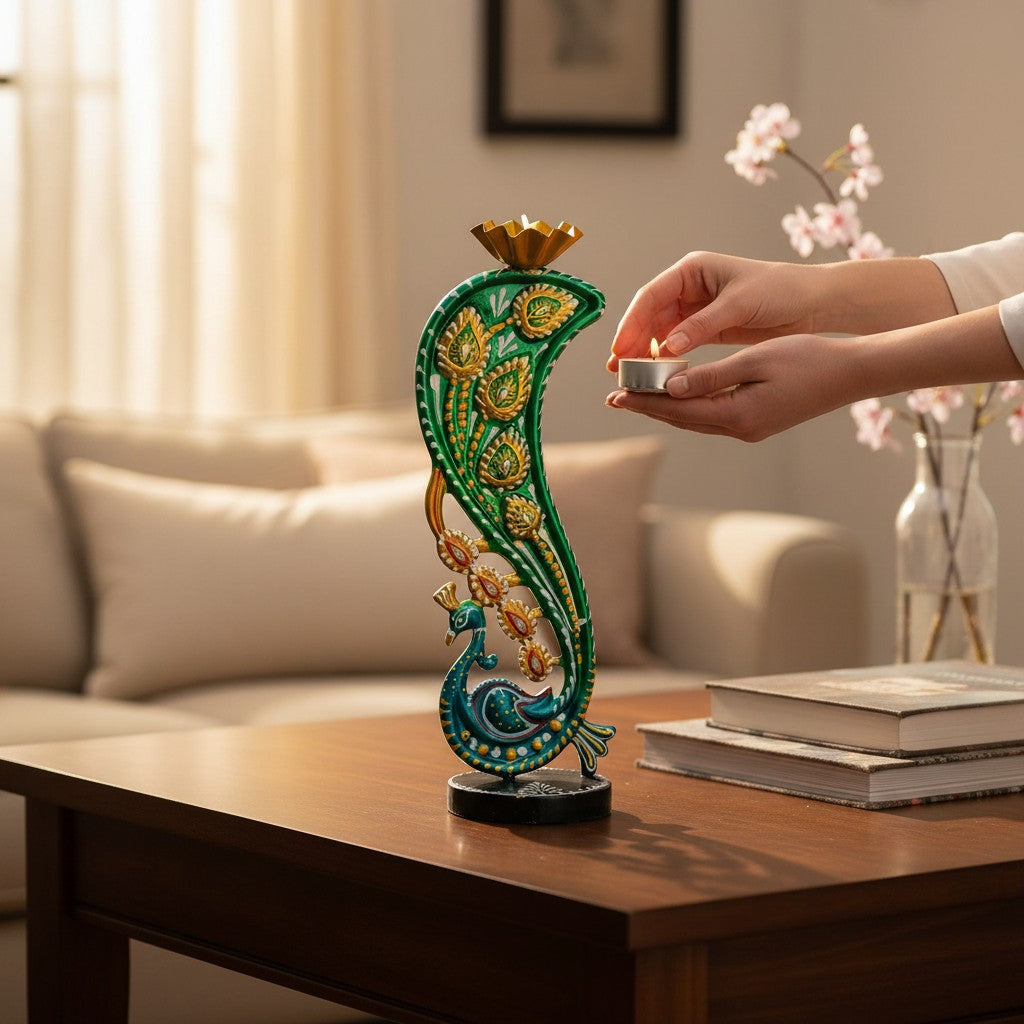 Peacock Tealight Holder 4 Slot Metal Home - Apkamart #Style_Design 2