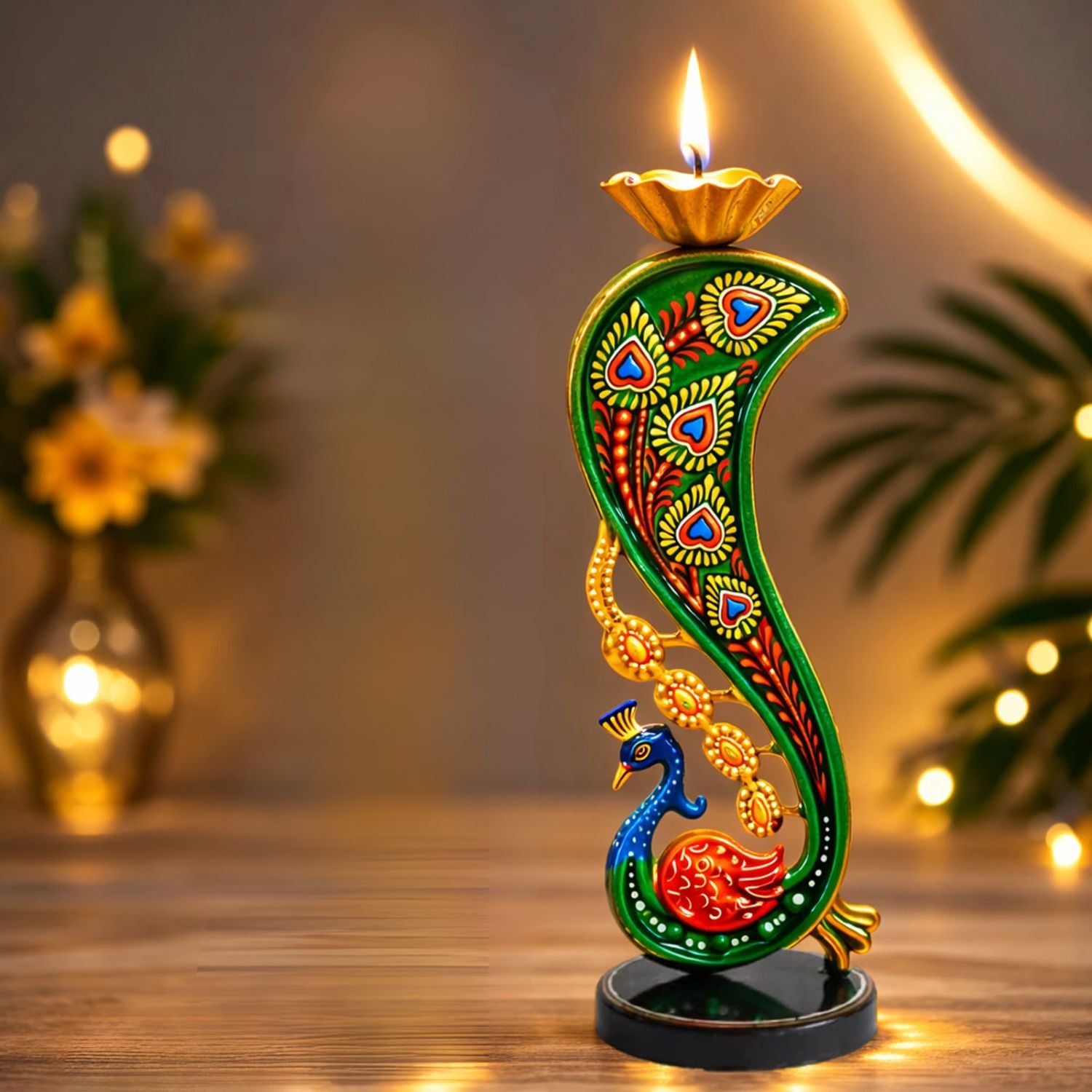 Peacock Tealight Holder 4 Slot Metal Home - Apkamart #Style_Design 2