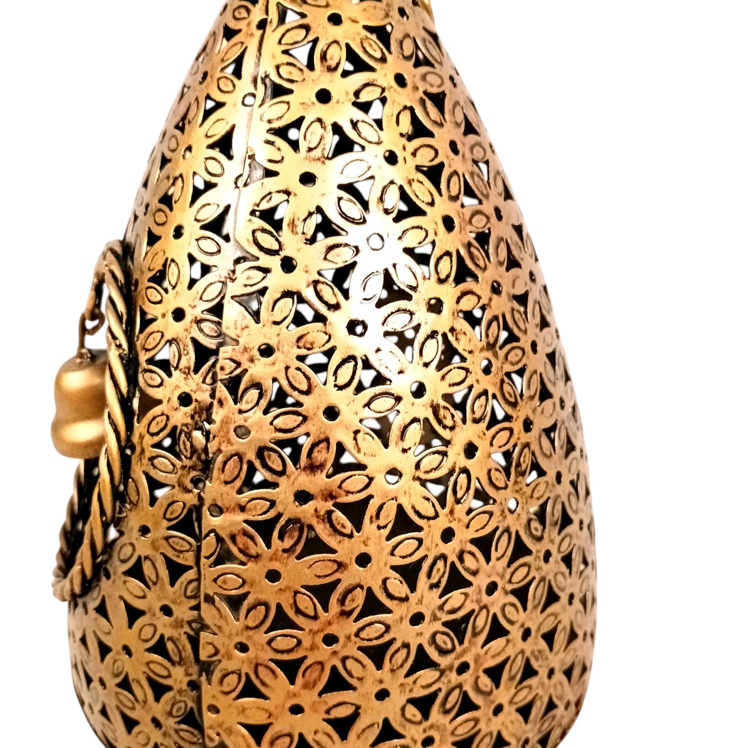 Hanging Tea Light Candle Holder | Decorative Hanging Lantern with Cutwork Design – Shadow Effect Candle Stand for Home Decor, Living Room & Festive Decoration,Diwali - 21 Inch - Apkamart