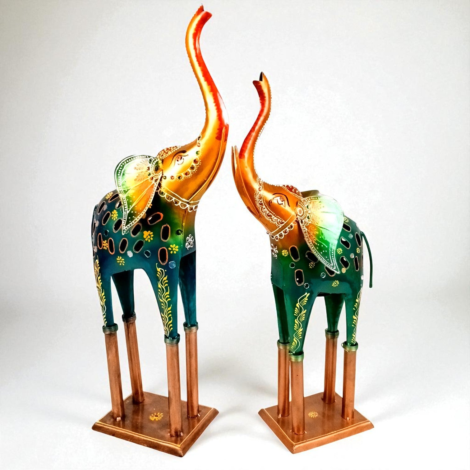 Elephant Candle Holder | Decorative Tealight Holders for Home Decor | Candle Stand for Living Room, Bedroom, Festive Decoration & Gifting - 24 Inch (Set Of 2) - Apkamart