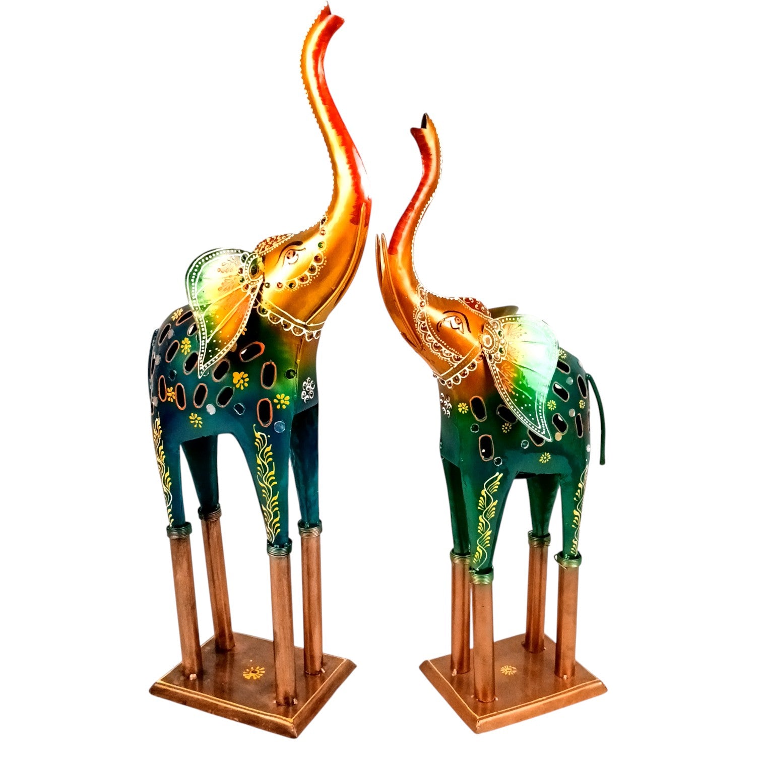 Elephant Candle Holder | Decorative Tealight Holders for Home Decor | Candle Stand for Living Room, Bedroom, Festive Decoration & Gifting - 24 Inch (Set Of 2) - Apkamart