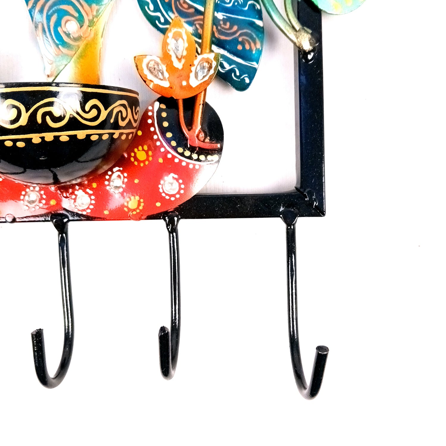 Buddha Key Holder With Candle tea Light Stand | Decorative Wall Hanging | Keys Organizer - for Home, Entrance, Office Decor & Gifts - 13 Inch - Apkamart #Colour_Multicolor