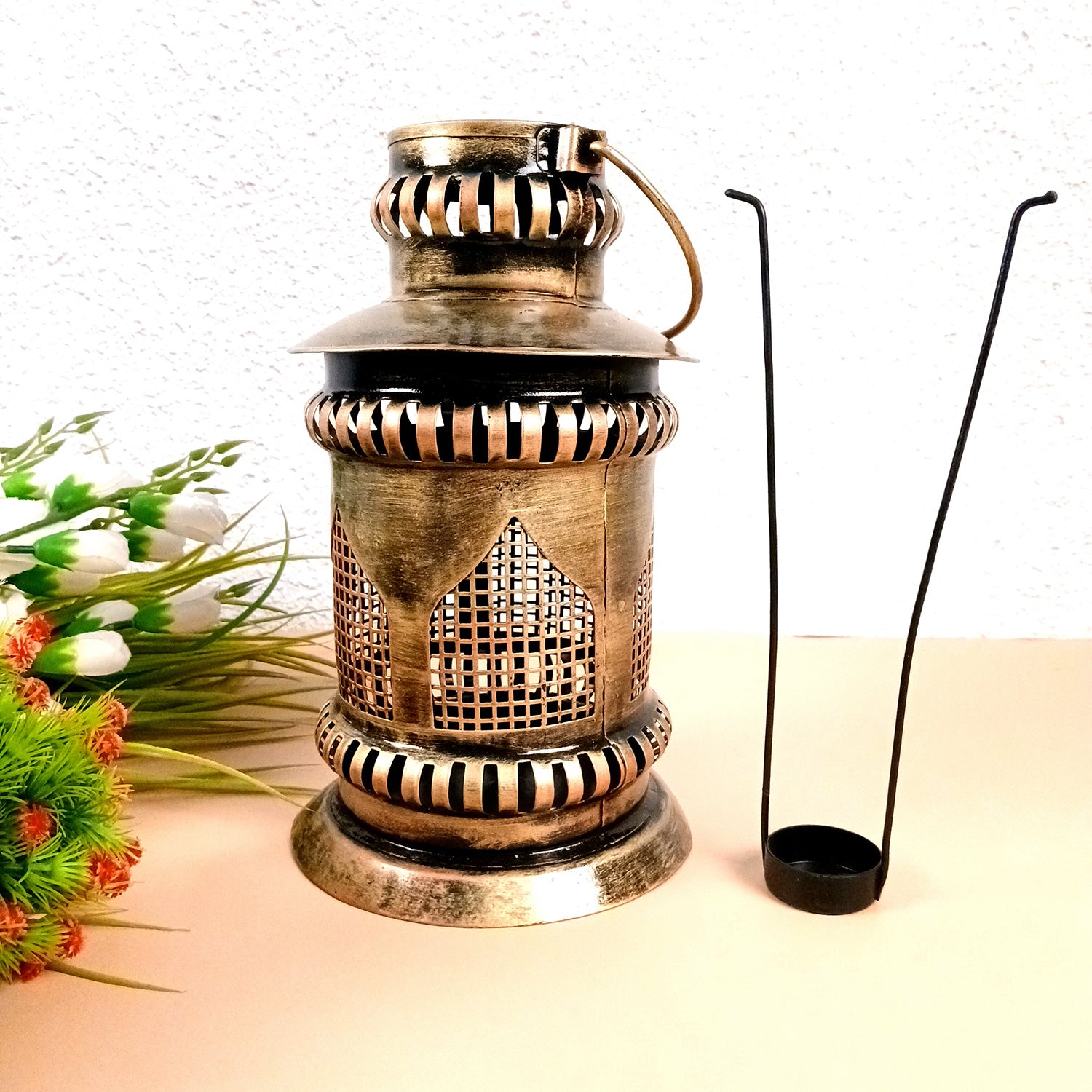 Lantern Candle Holder Hanging | TeaLight Holders - For Home, Table, Living Room, Dining room, Bedroom Decor | For Diwali Decoration & Gifts - 17 Inch - Apkamart