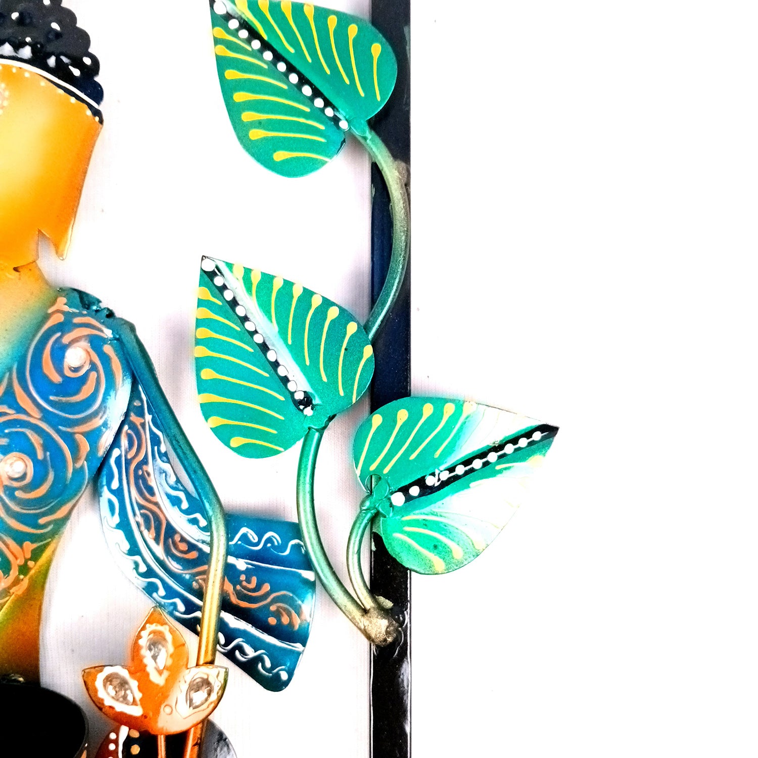 Buddha Key Holder With Candle tea Light Stand | Decorative Wall Hanging | Keys Organizer - for Home, Entrance, Office Decor & Gifts - 13 Inch - Apkamart #Colour_Multicolor