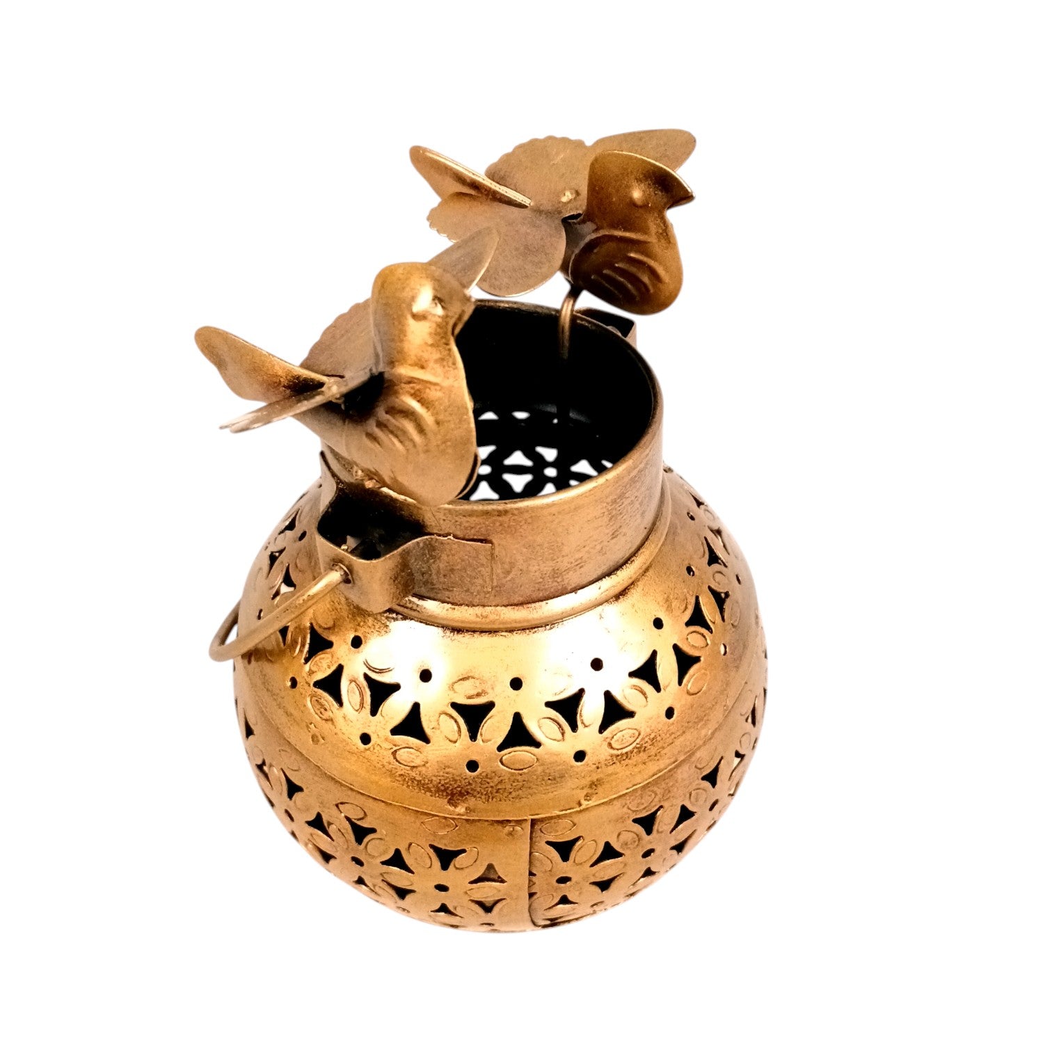 Decorative Hanging Tea Light Lantern with Cutwork Design | Shadow Effect Candle Stand for Home, Living Room & Festive Decoration- Candle Holder Combo – 9 Inch (Set Of 2) - Apkamart