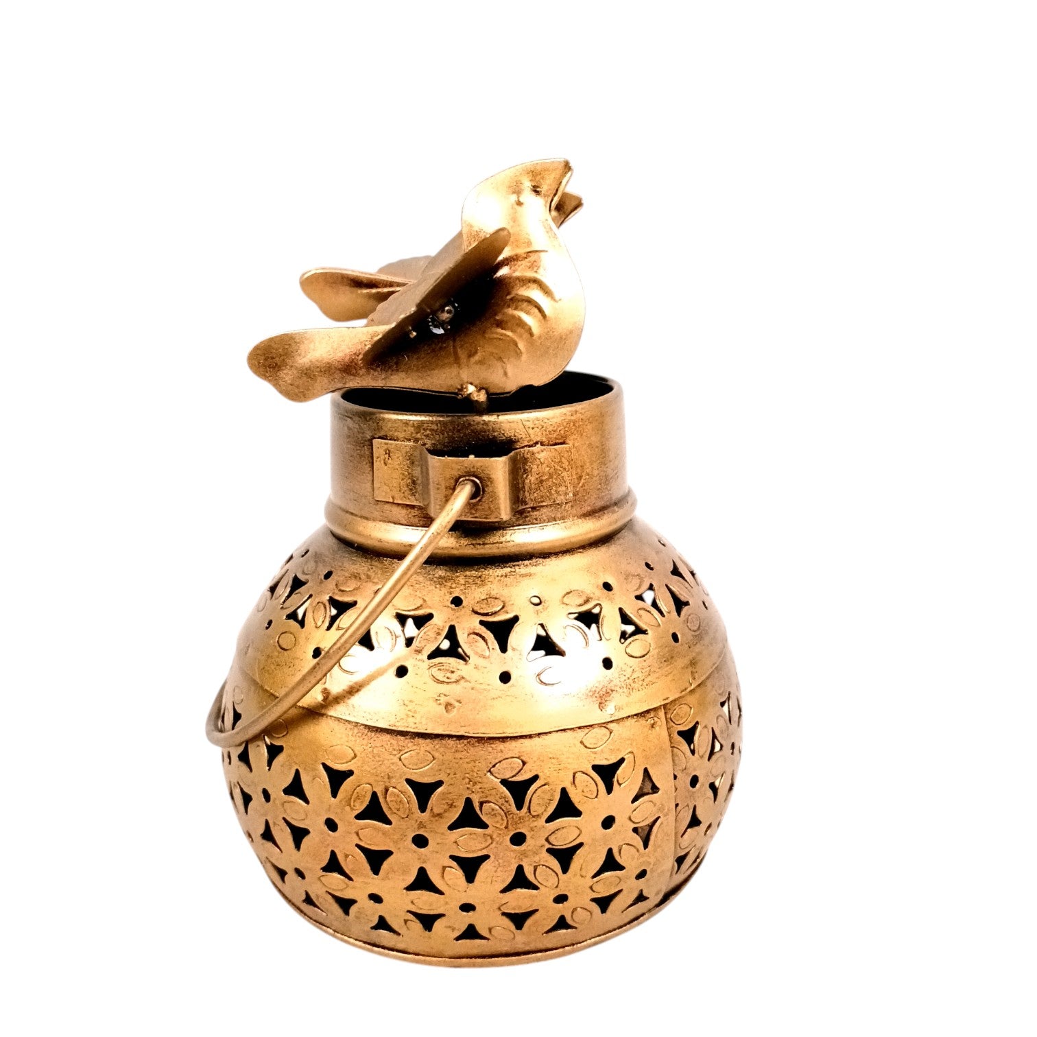 Decorative Hanging Tea Light Lantern with Cutwork Design | Shadow Effect Candle Stand for Home, Living Room & Festive Decoration- Candle Holder Combo – 9 Inch (Set Of 2) - Apkamart