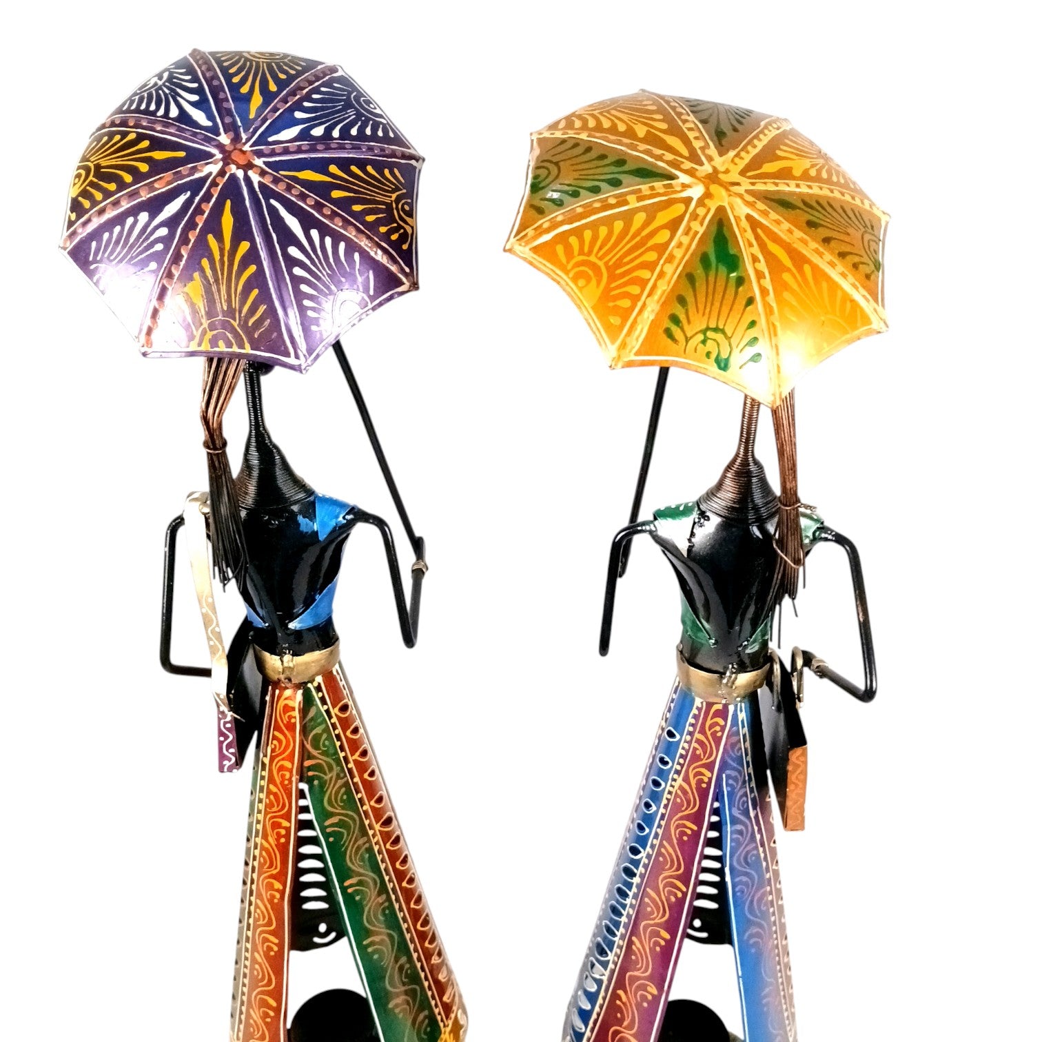 Ladies Showpiece Candle Holder Set | Decorative Metal Tealight Holder Figurines for Home Decor, Living Room, Bedroom & Gifting - 27 Inch (Set Of 2) - Apkamart