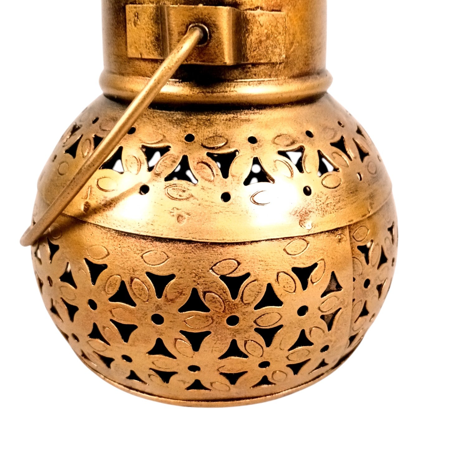 Decorative Hanging Tea Light Lantern with Cutwork Design | Shadow Effect Candle Stand for Home, Living Room & Festive Decoration- Candle Holder Combo – 9 Inch (Set Of 2) - Apkamart