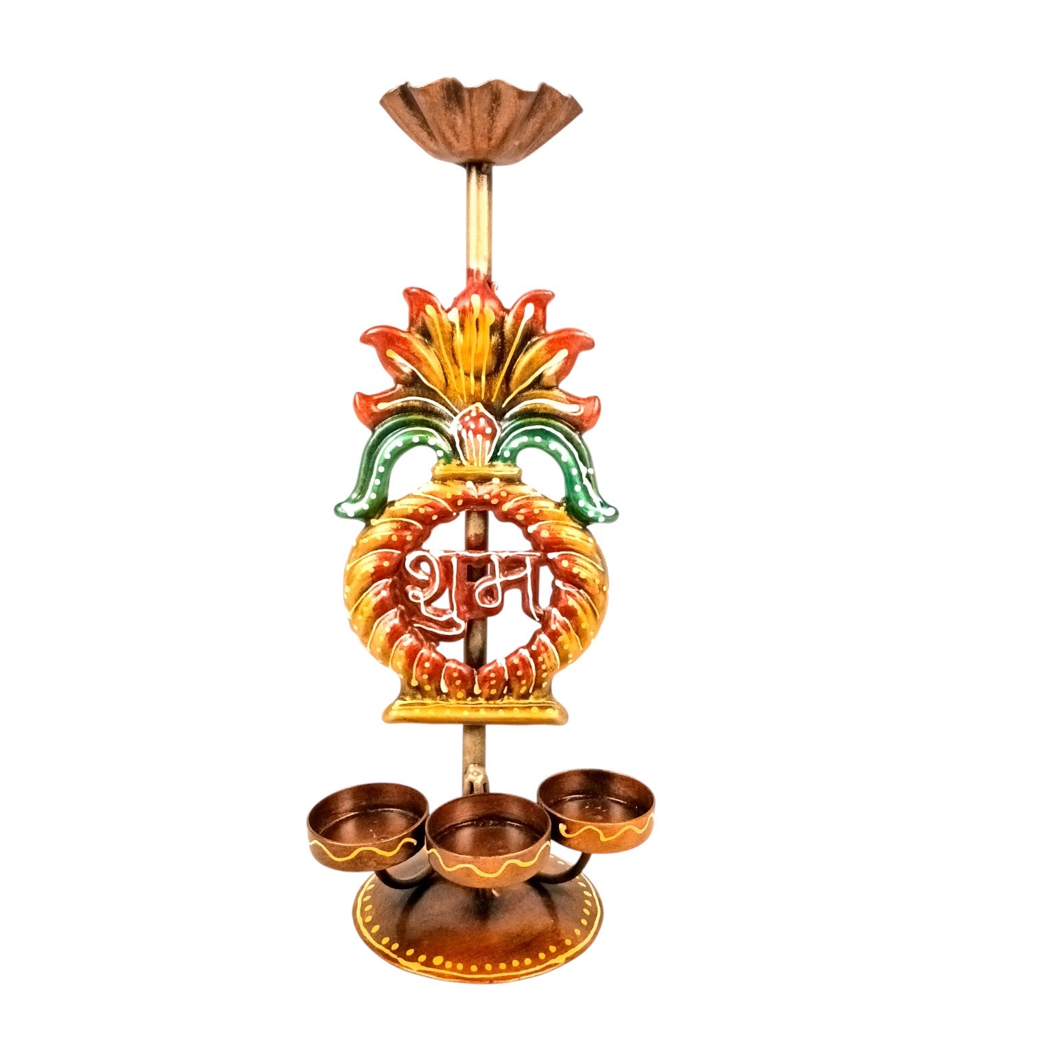 Candle Holder Shubh & Labh Combo | Decorative Tealight Holders for Home Decor | Festival Candle Stand for Living Room, Puja Room & Gifting - 12 Inch (Set of 2) - Apkamart