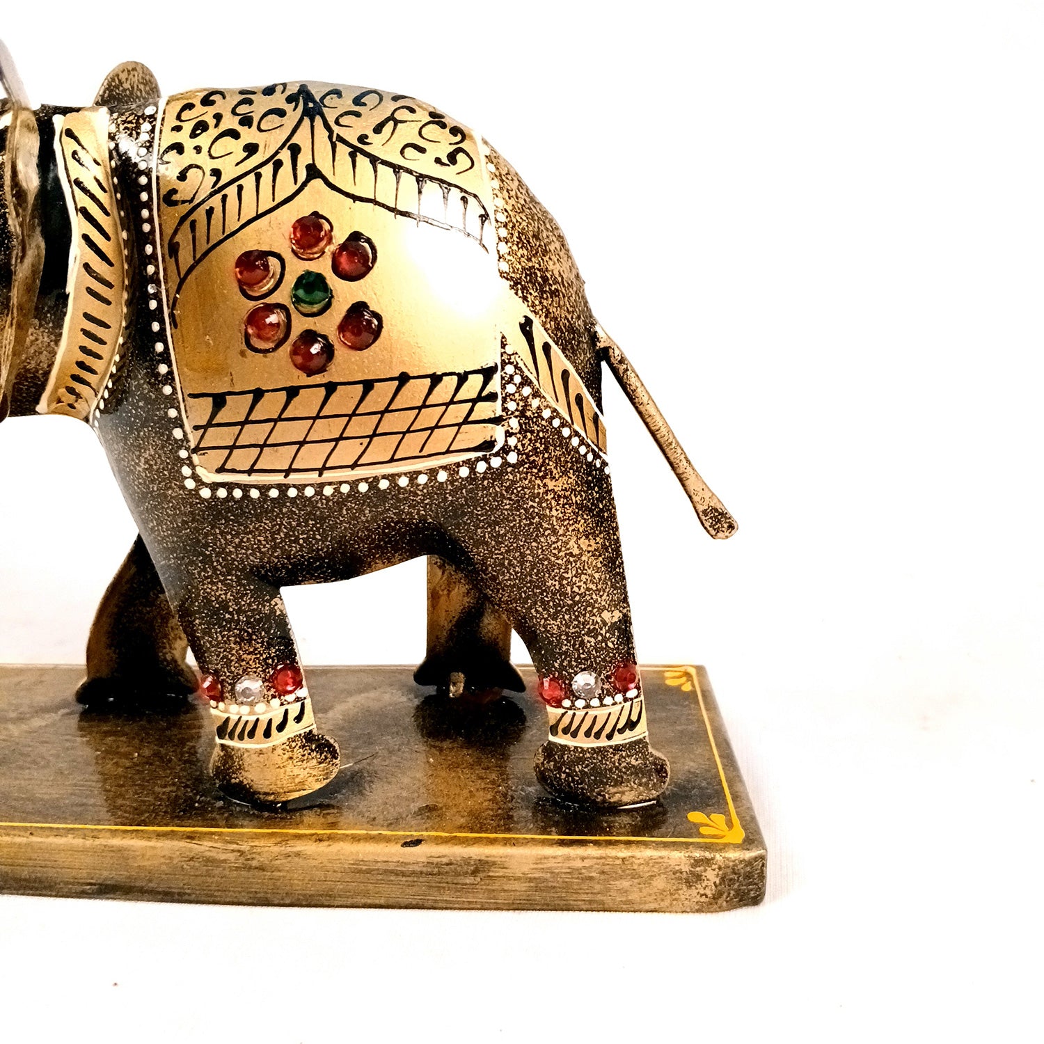 Elephant Tea Light Stand Showpiece | Decorative Candle Tealight Holder - For Home, Table, Living Room Decor | For Festival Decoration & Gifts - 13 Inch (Iron, Golden) - Apkamart