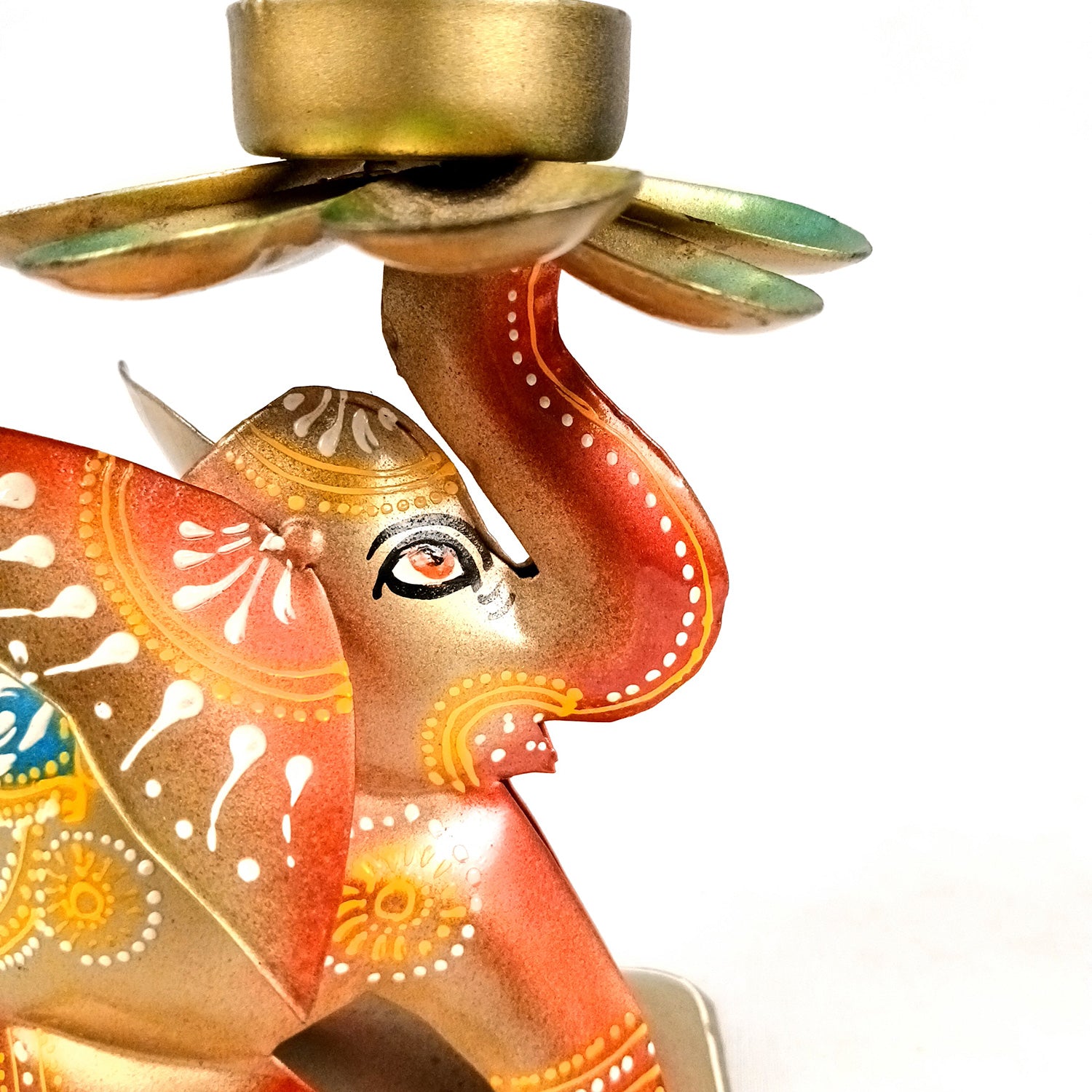 Elephant Tea Light Stand Showpiece | Decorative Candle Tealight Holder - for Home, Table, Living Room Decor | for Festival Decoration & Gifts - 6 Inch - Apkamart