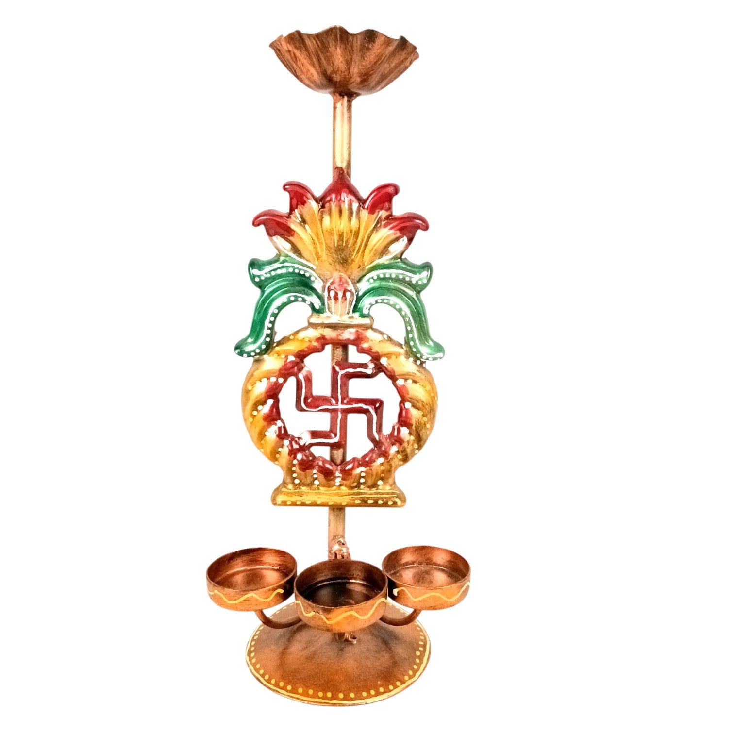 Candle Holder Swastik Design | Decorative Tealight Holder for Home Decor | Festival Candle Stand for Puja Room, Living Room & Gifting - 12 Inch - Apkamart